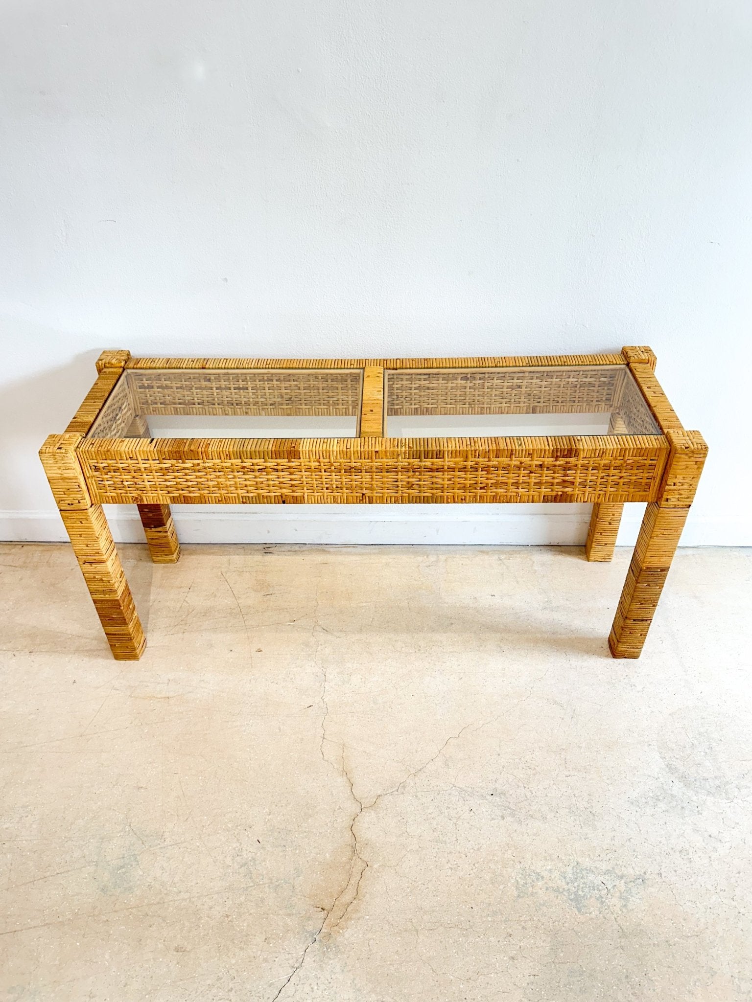 Woven Rattan Console Table - Rehaus