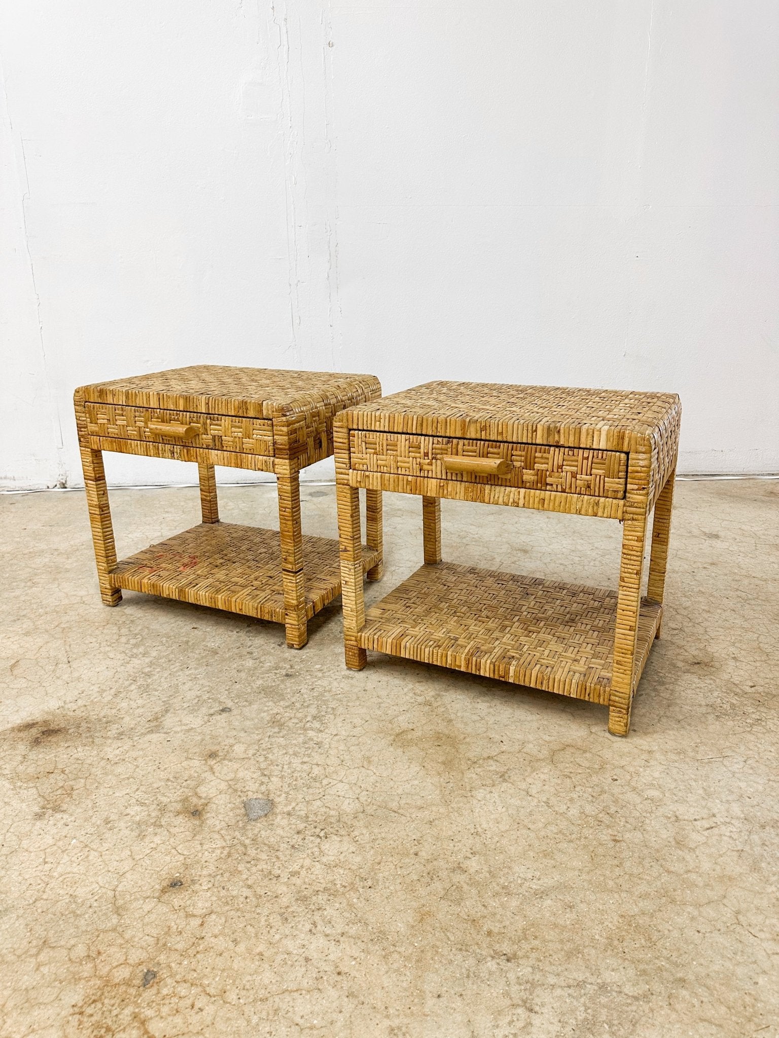 Woven Rattan Nightstand Set - Rehaus