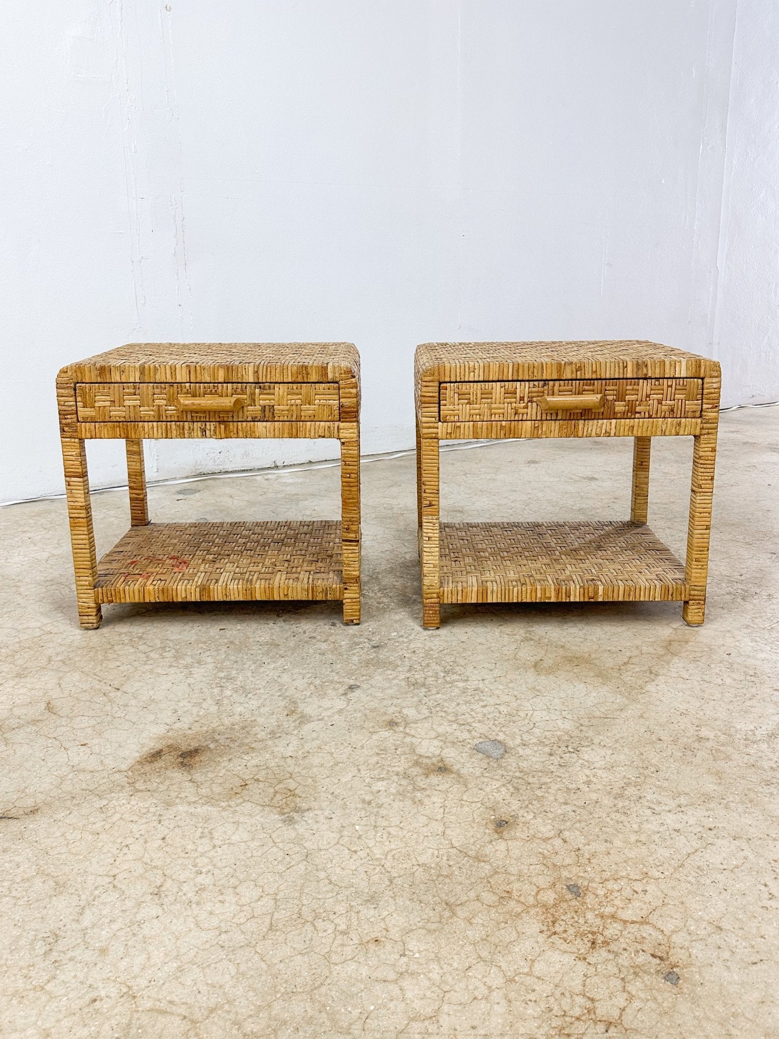 Woven Rattan Nightstand Set - Rehaus