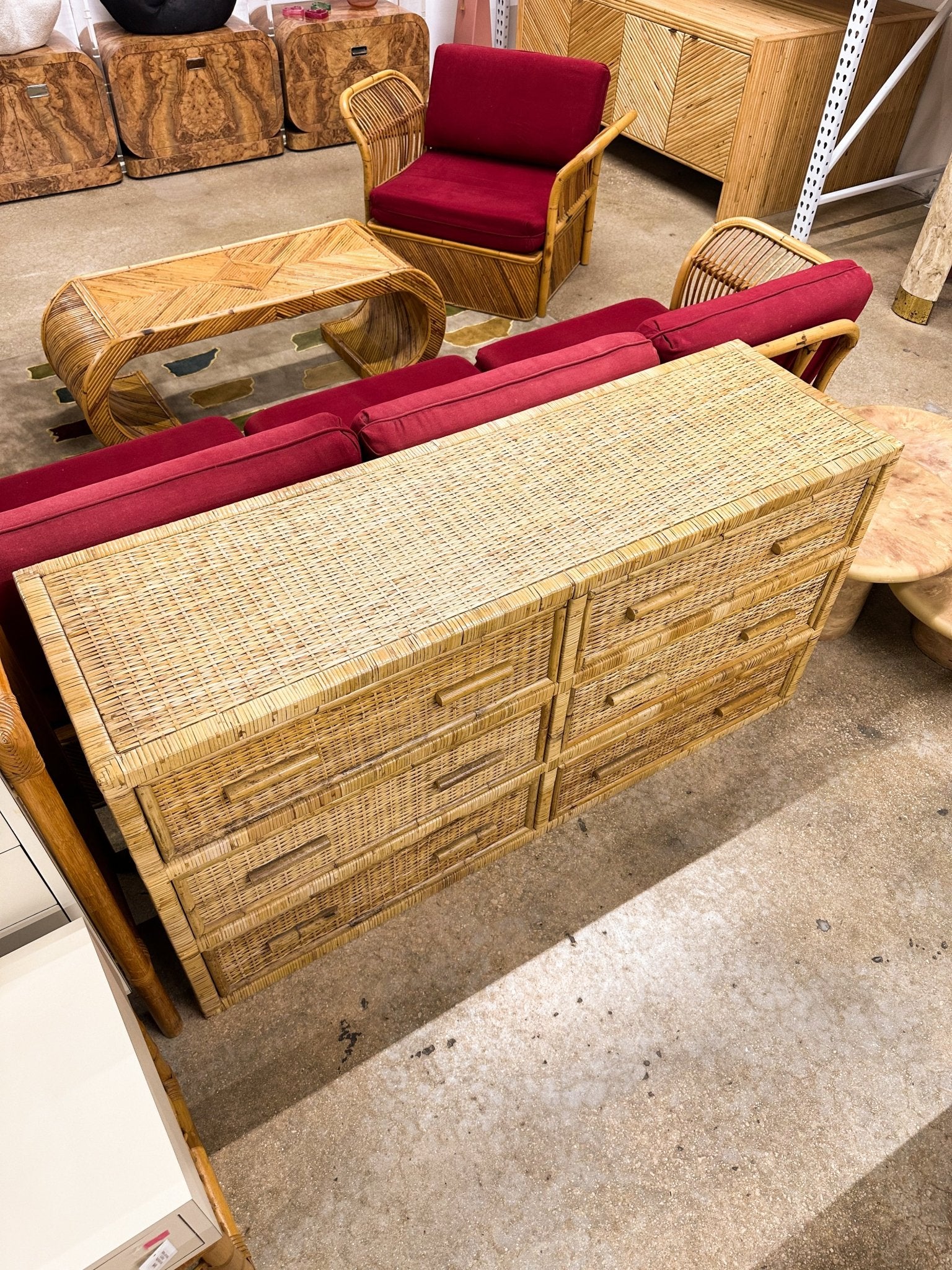 Woven Rattan - wrapped Lowboy Dresser - Rehaus