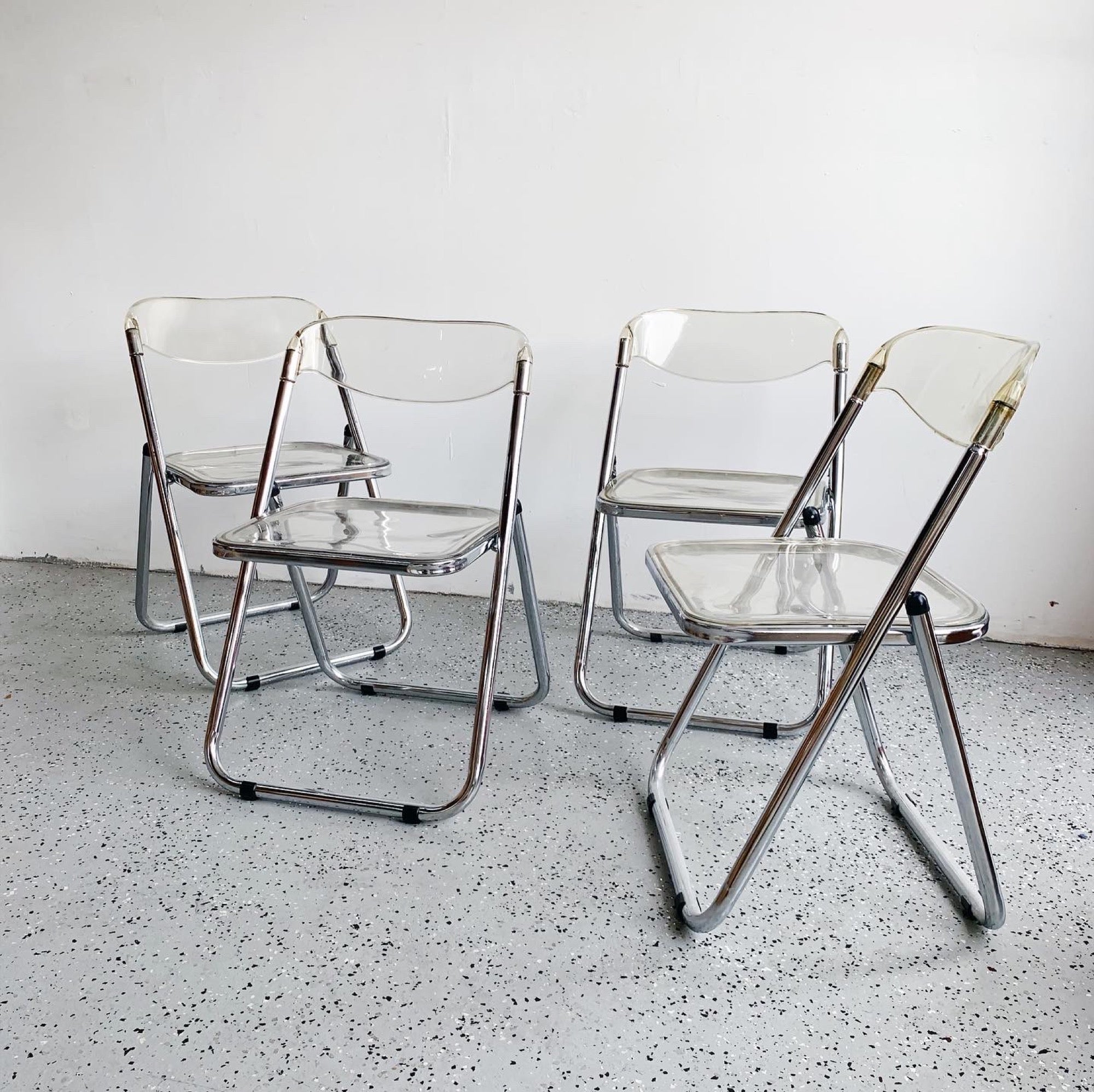Acrylic & Chrome Folding Chairs (x4) - Rehaus