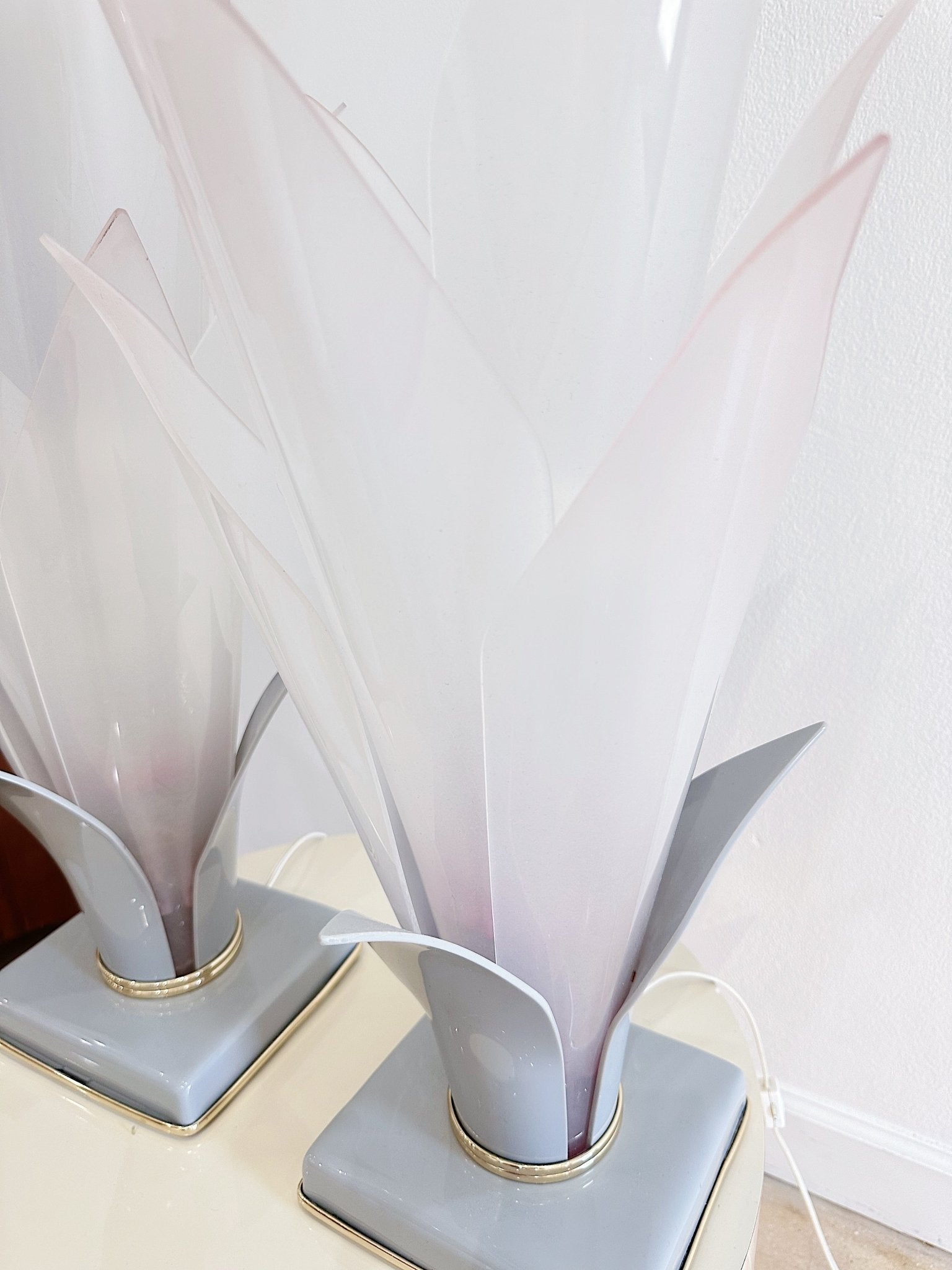Acrylic Molded Flower Petal Lamp Pair - Rehaus