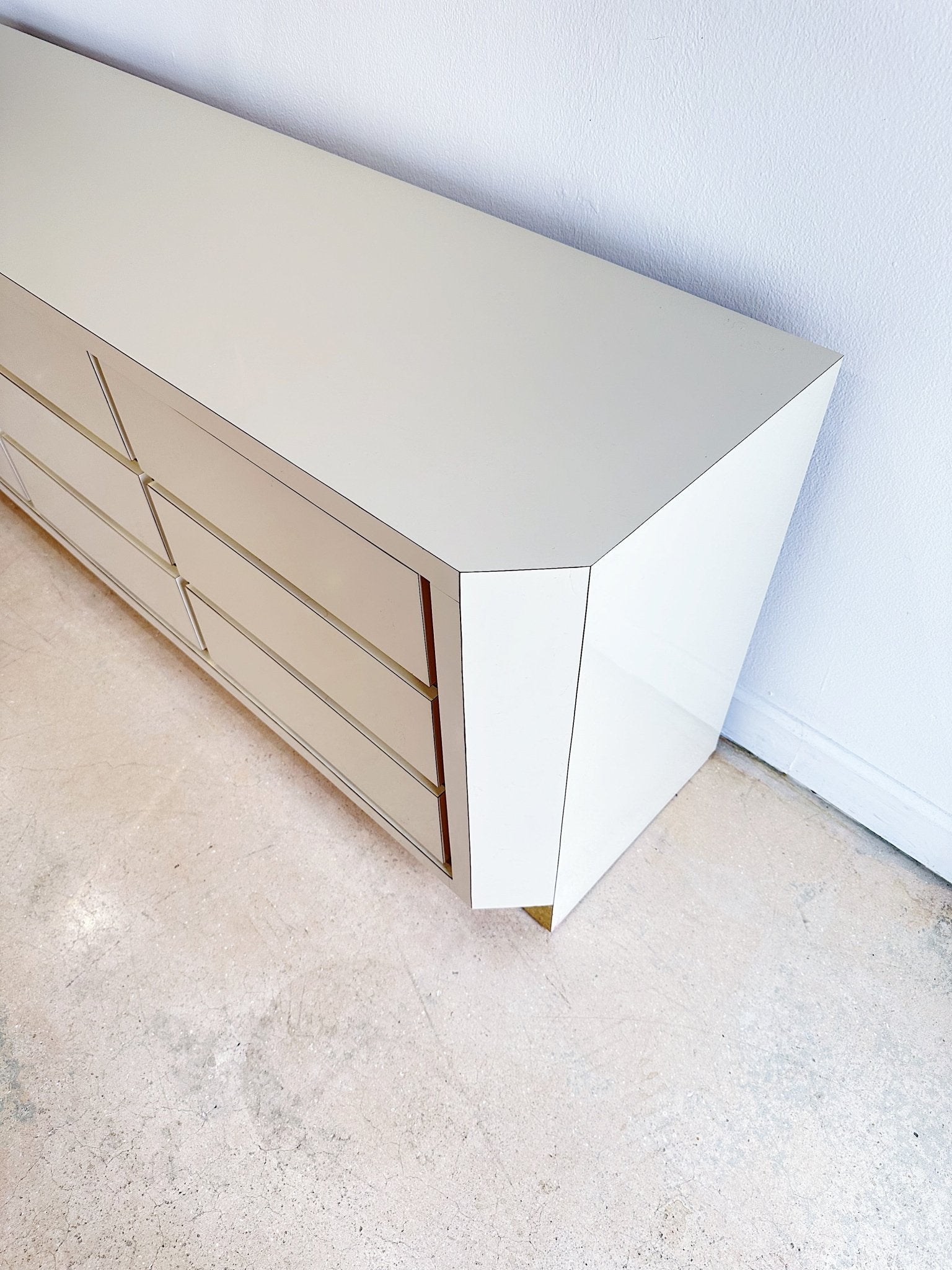 Angled White & Gold Laminate Dresser - Rehaus