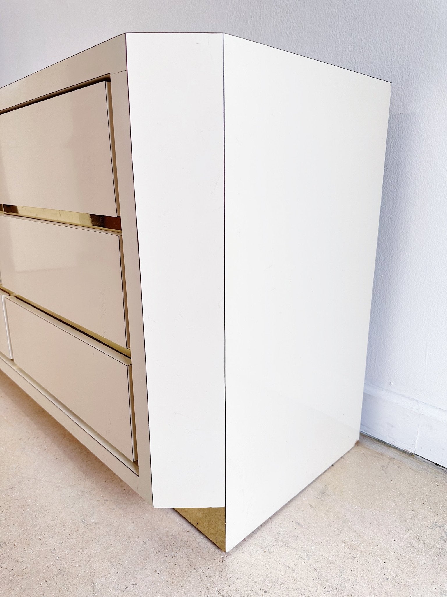 Angled White & Gold Laminate Dresser Rehaus Angled White & Gold Laminate Dresser Rehaus