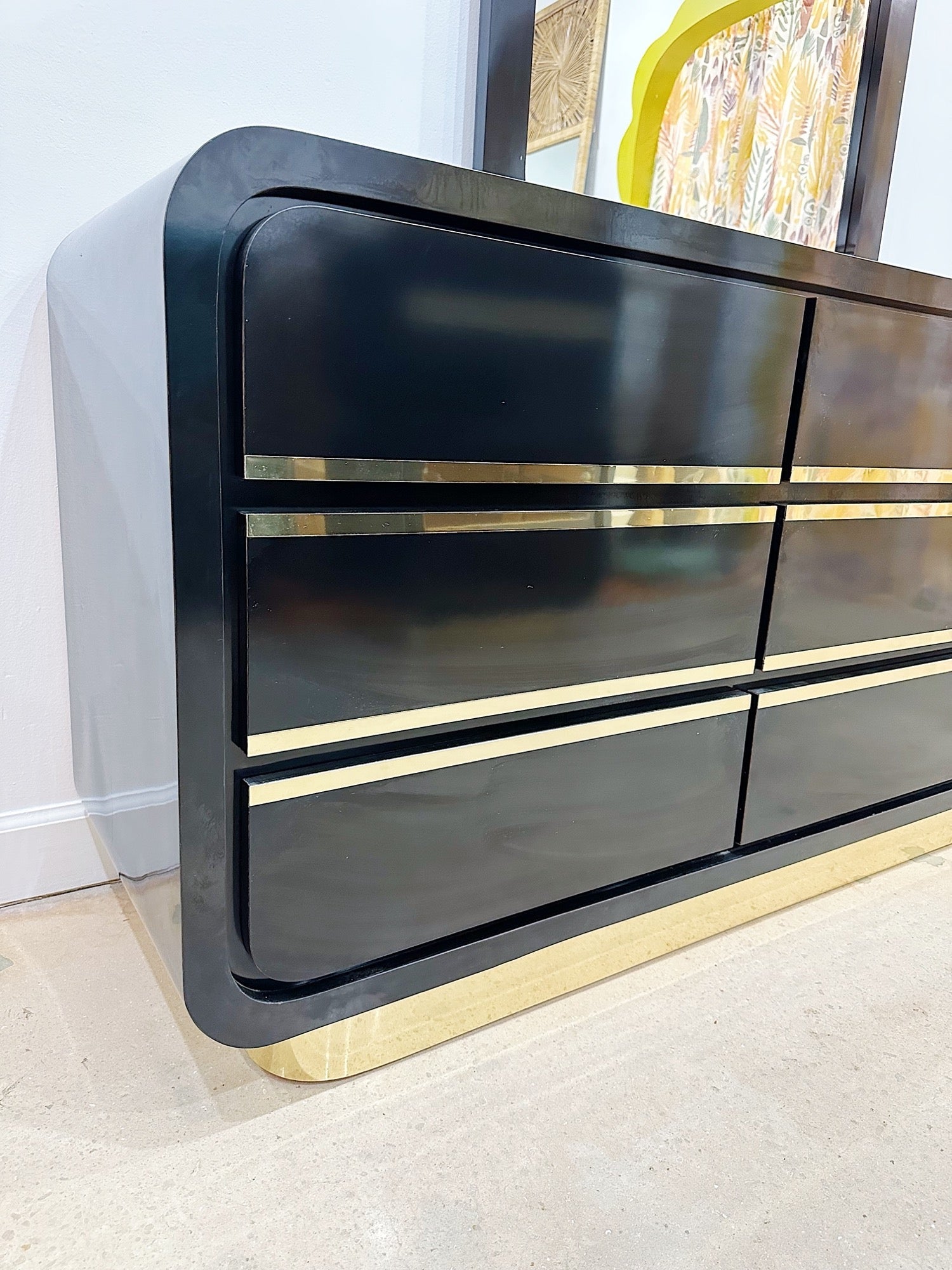 Black & Gold Laminate Dresser & Mirror Rehaus Black & Gold Laminate Dresser & Mirror Rehaus