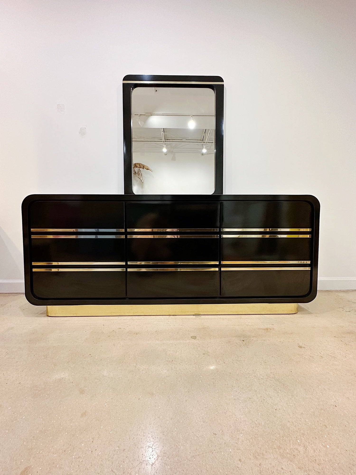 Black & Gold Laminate Dresser & Mirror - Rehaus