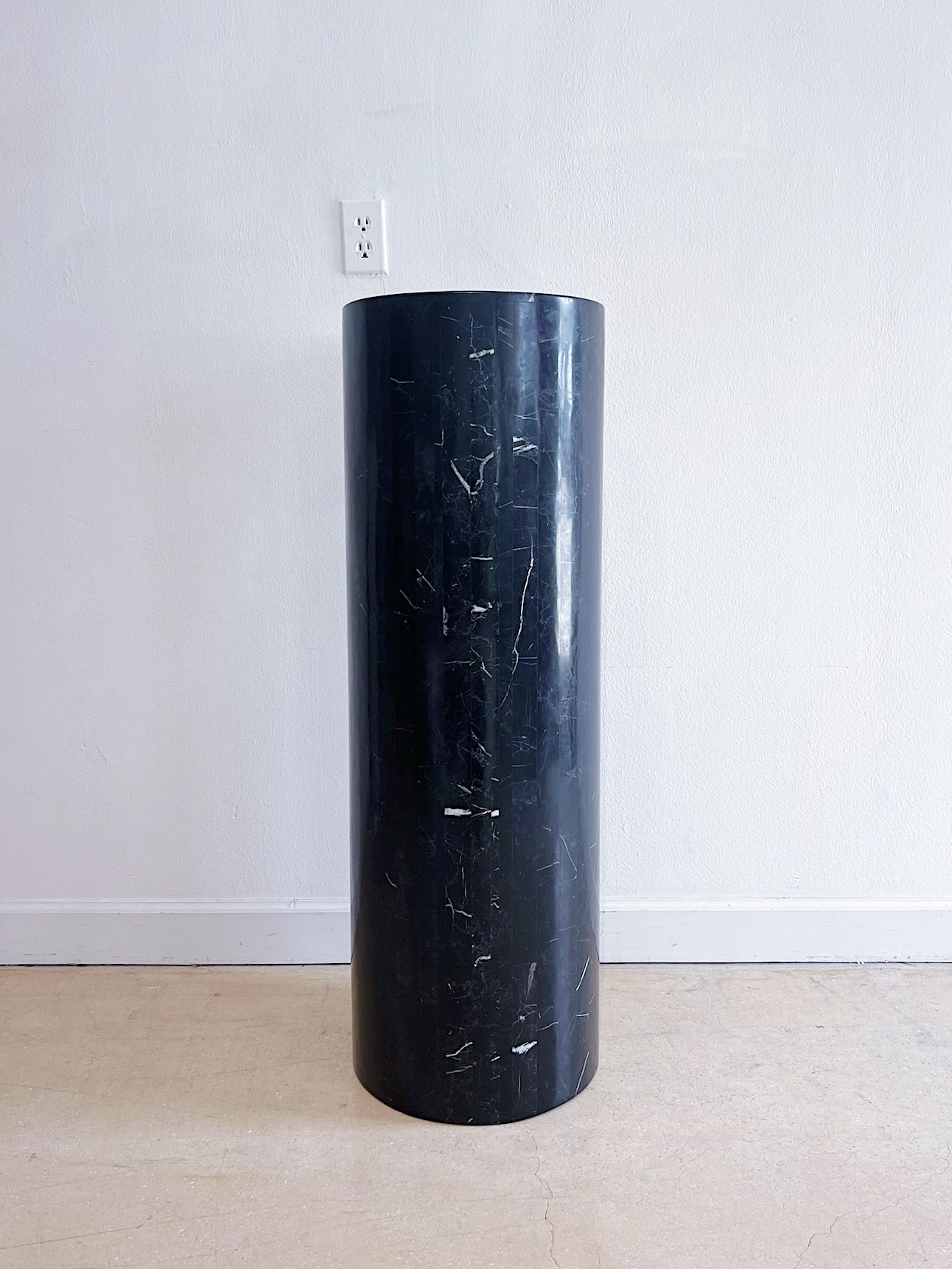 Black Tessellated Marble Circular Pedestal - Rehaus