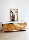 Checkered Burl Wood / Chrome Dresser & Mirror - Rehaus