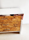 Checkered Burl Wood / Chrome Dresser & Mirror - Rehaus