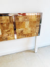 Checkered Burl Wood / Chrome Headboard — Queen - Rehaus