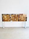 Checkered Burl Wood / Chrome Headboard — Queen - Rehaus