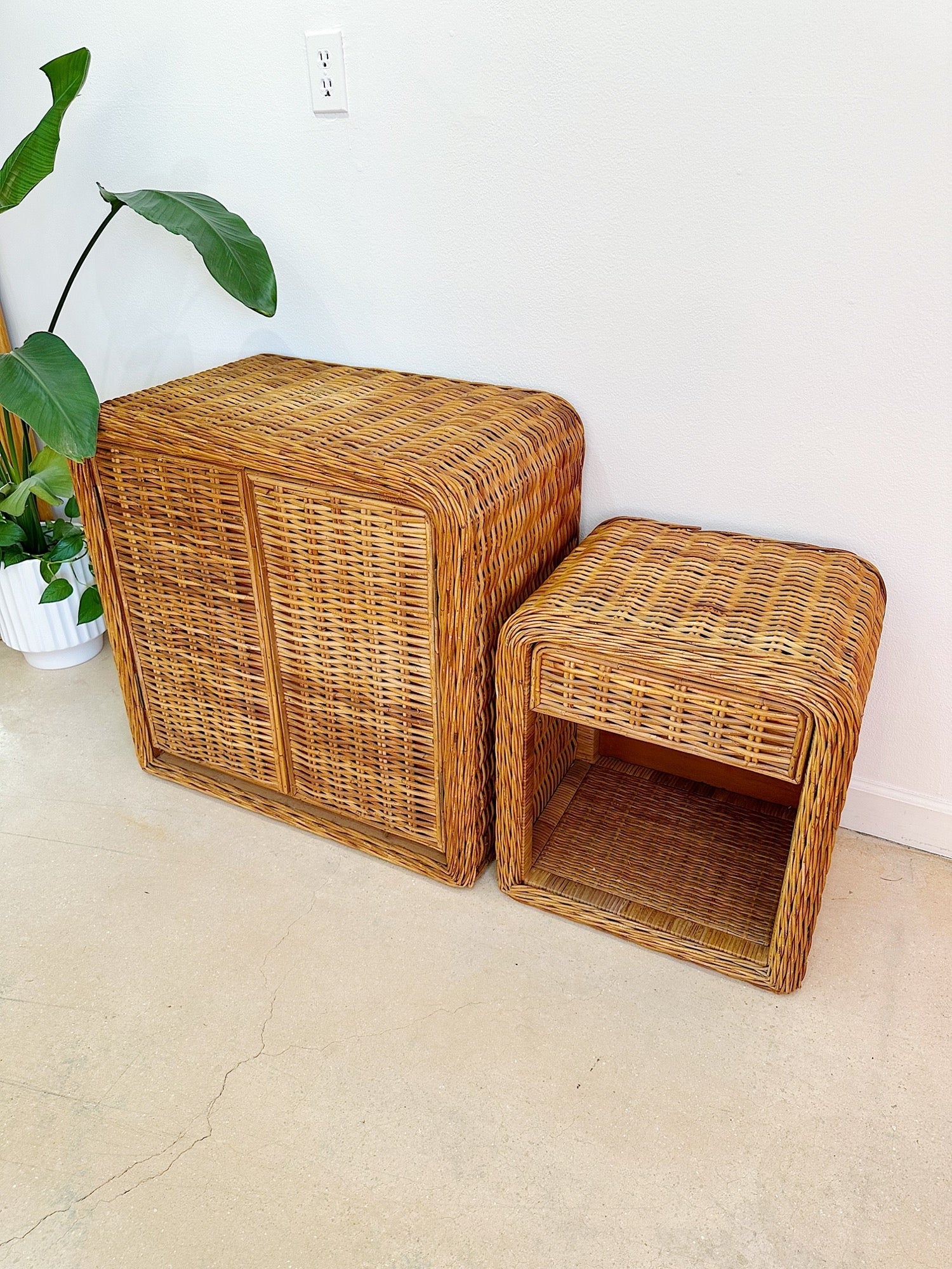 Chunky Bamboo Reed Cabinet & Side Table - Rehaus
