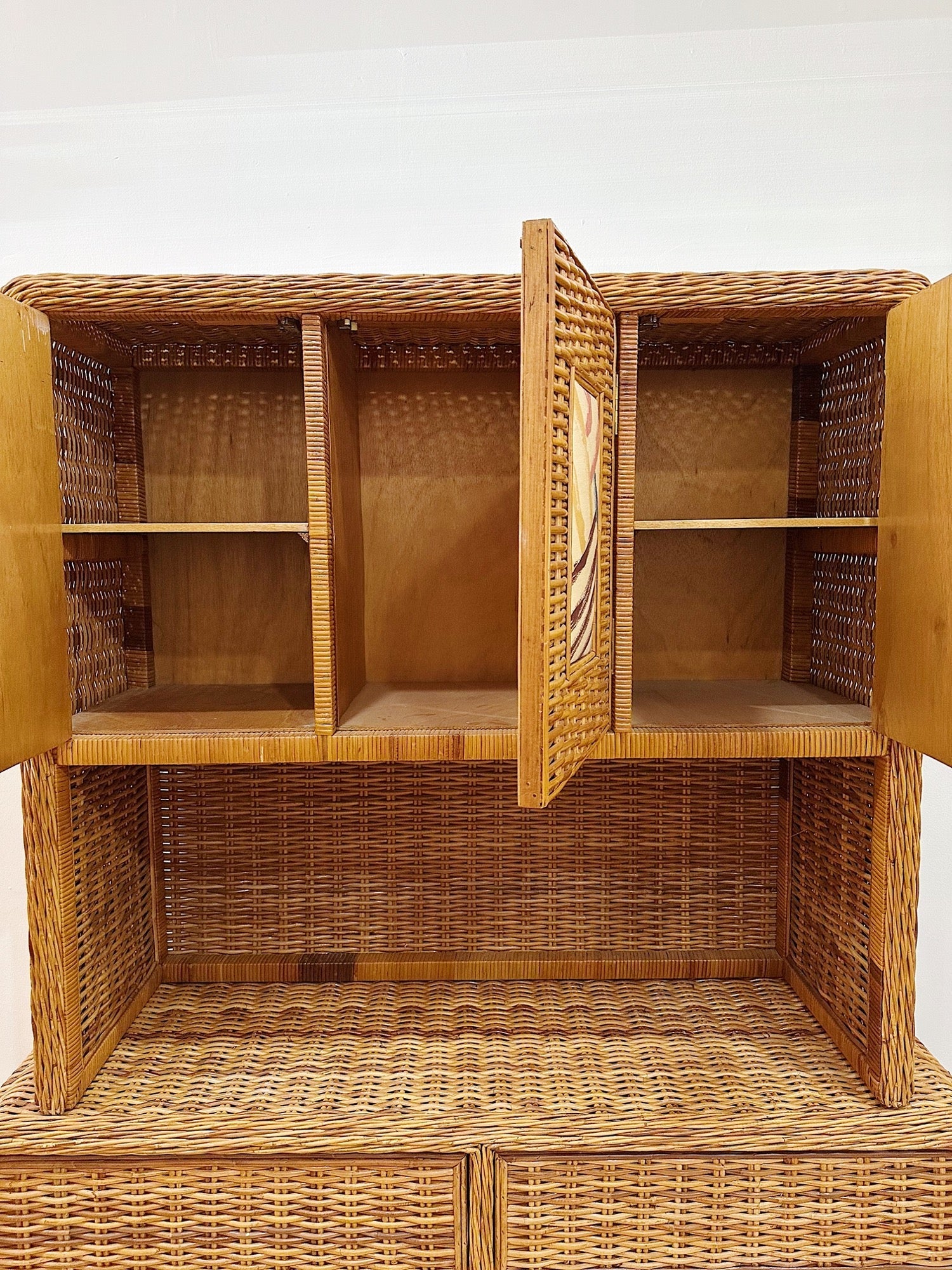 Chunky Bamboo Reed Dresser Lowboy & Hutch – Rehaus Chunky Bamboo Reed Dresser Lowboy & Hutch – Rehaus