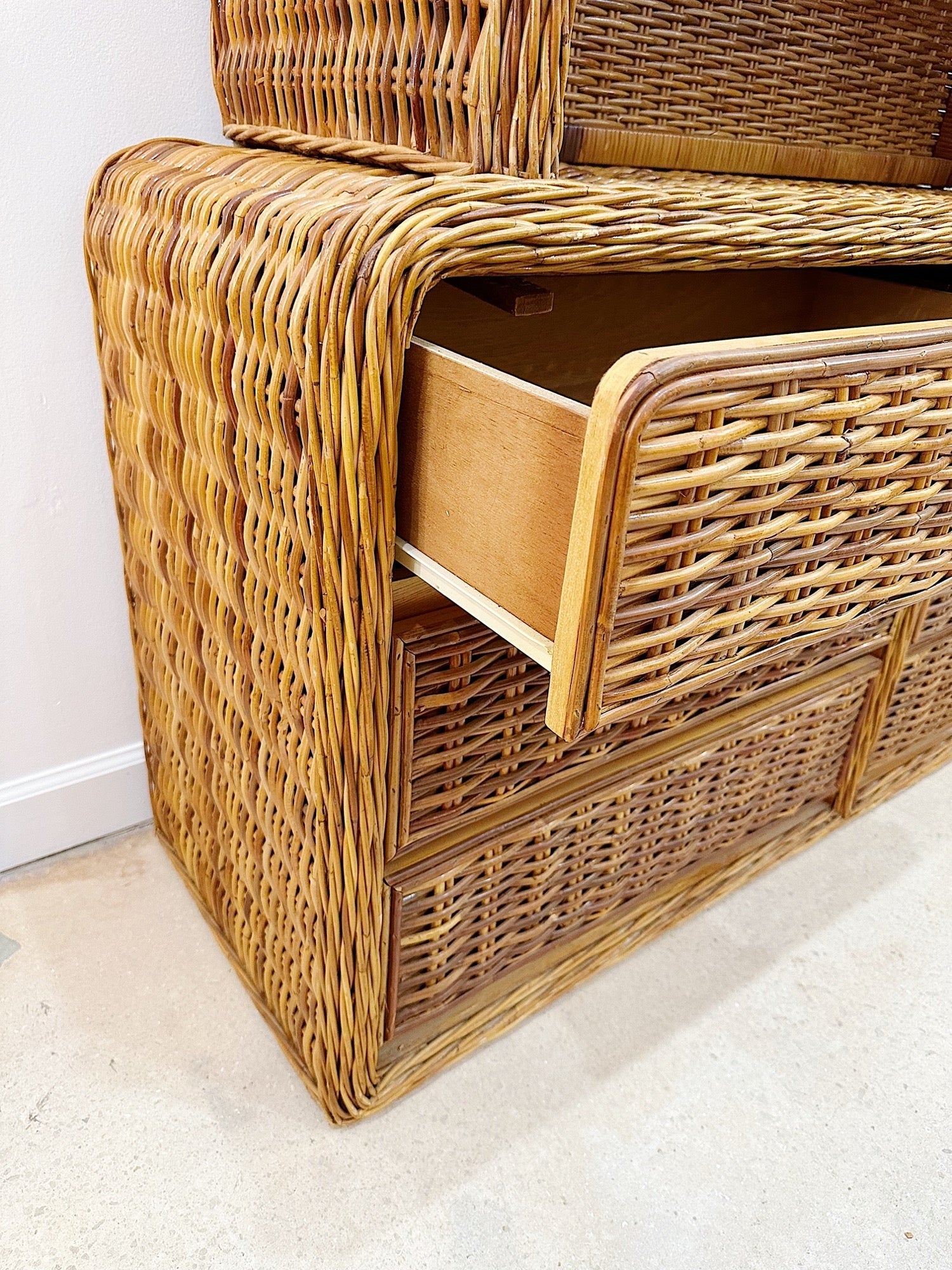 Chunky Bamboo Reed Dresser Lowboy & Hutch – Rehaus Chunky Bamboo Reed Dresser Lowboy & Hutch – Rehaus