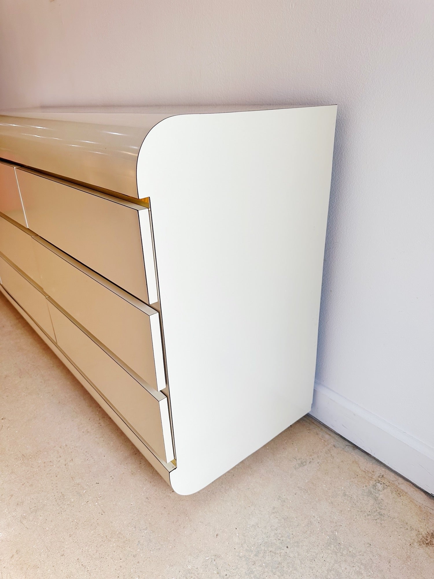 Creme & Gold Laminate Lowboy Dresser Rehaus Creme & Gold Laminate Lowboy Dresser Rehaus