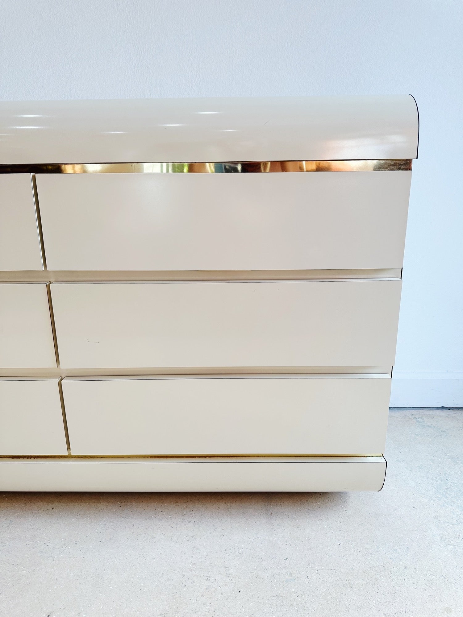 Creme & Gold Laminate Lowboy Dresser - Rehaus