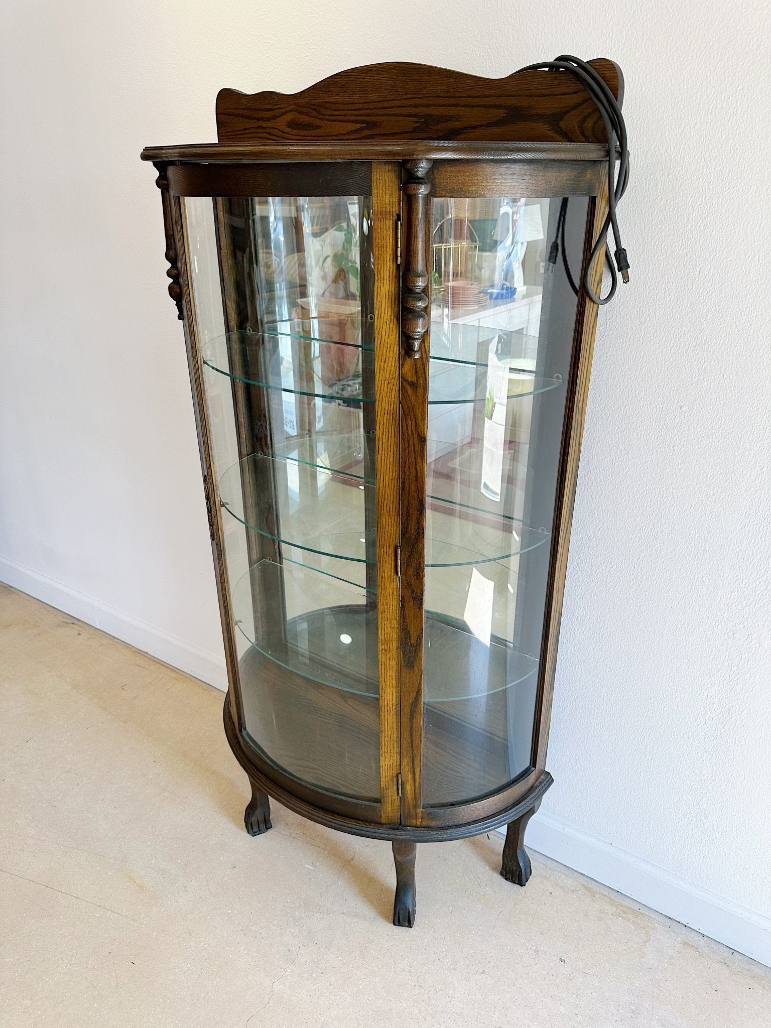 Curved Glass Curio Cabinet - Rehaus