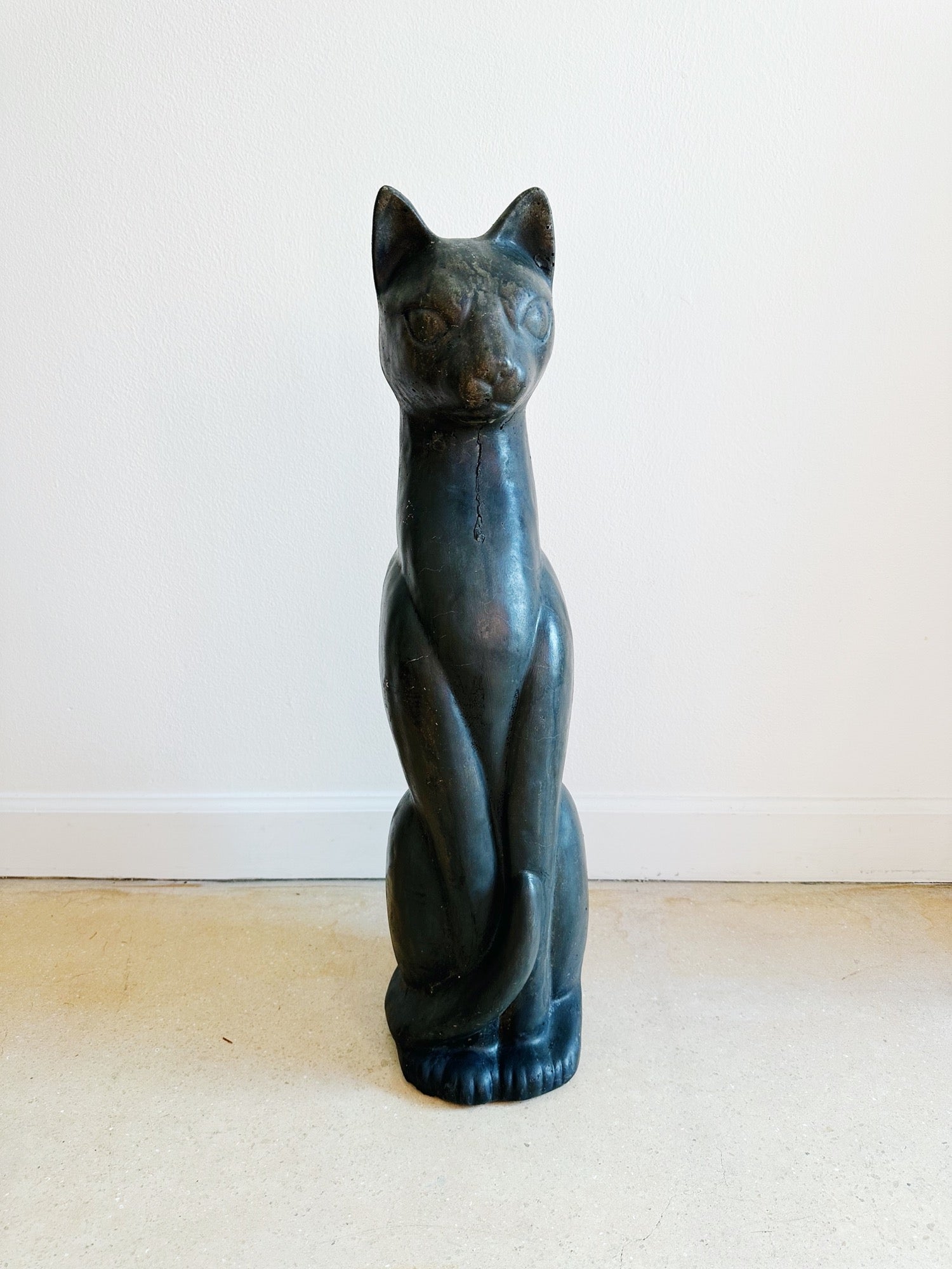 Dark Gray Stone Deco Cat Statue - Rehaus