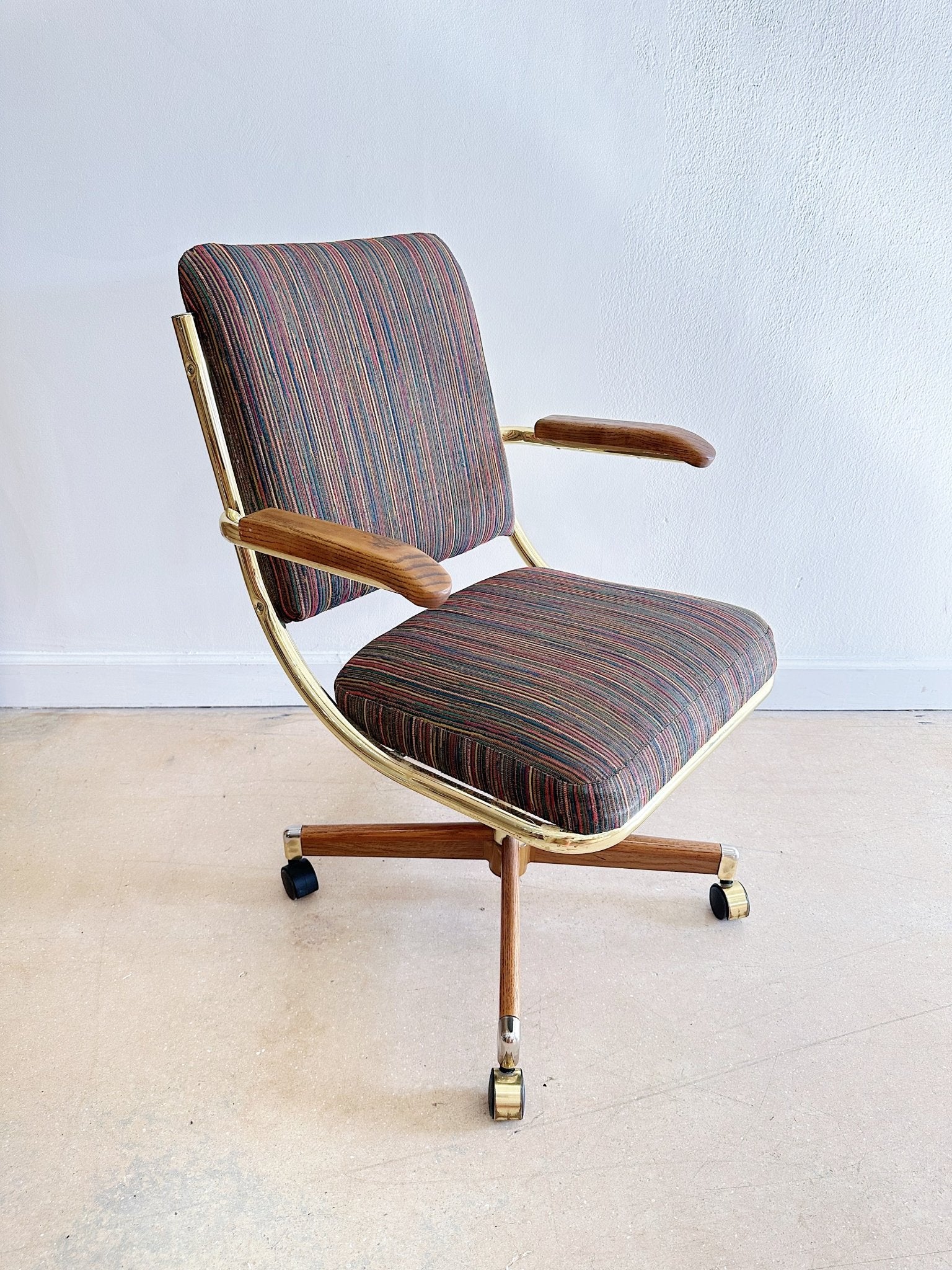 Vintage Brass Desk Chair Mid Century Brass Task Chair Dark Rainbow Brass Danish Modern Desk