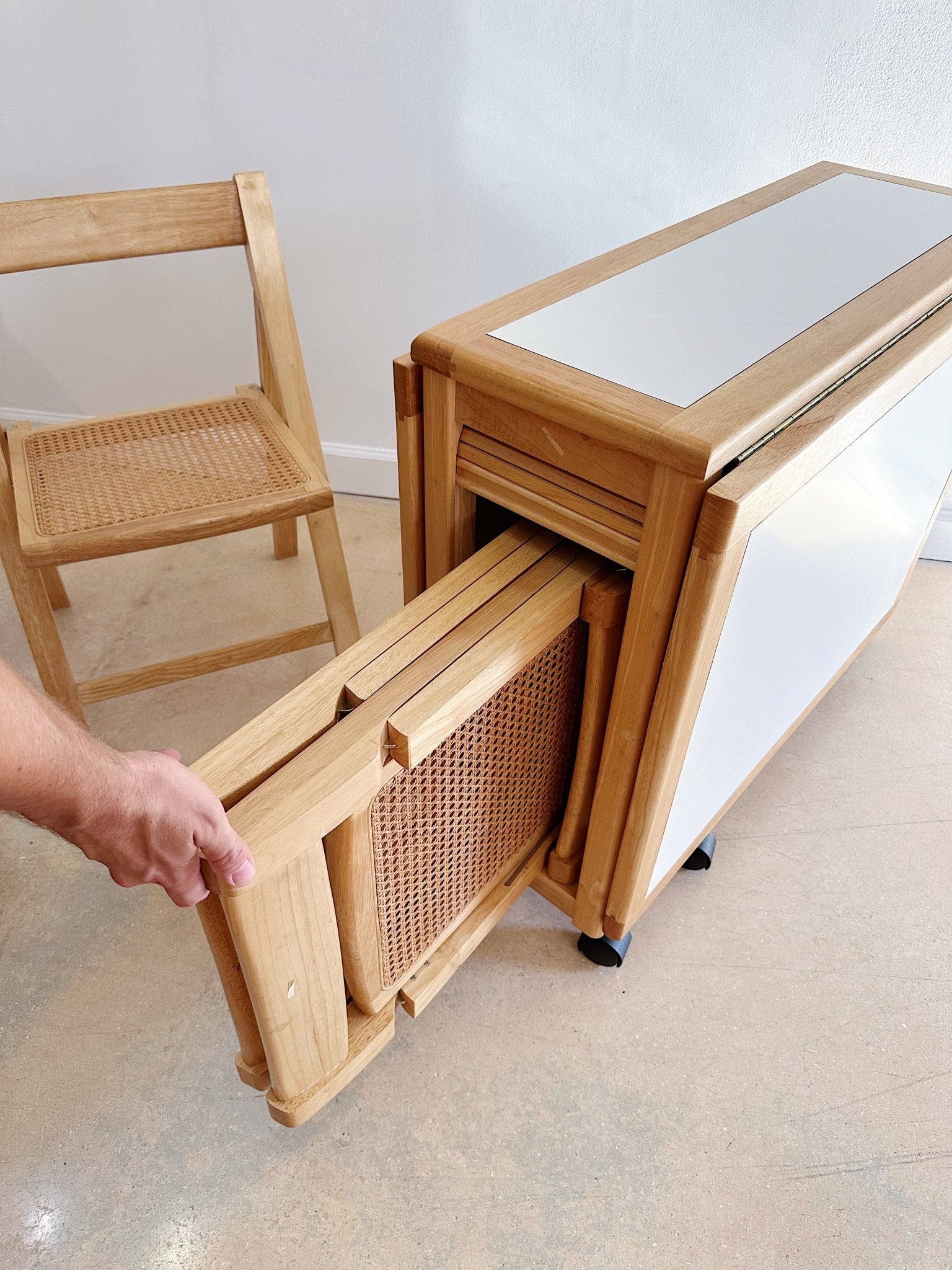 Folding Chairs Gateleg Table With Chair Storage Folding Table Cane