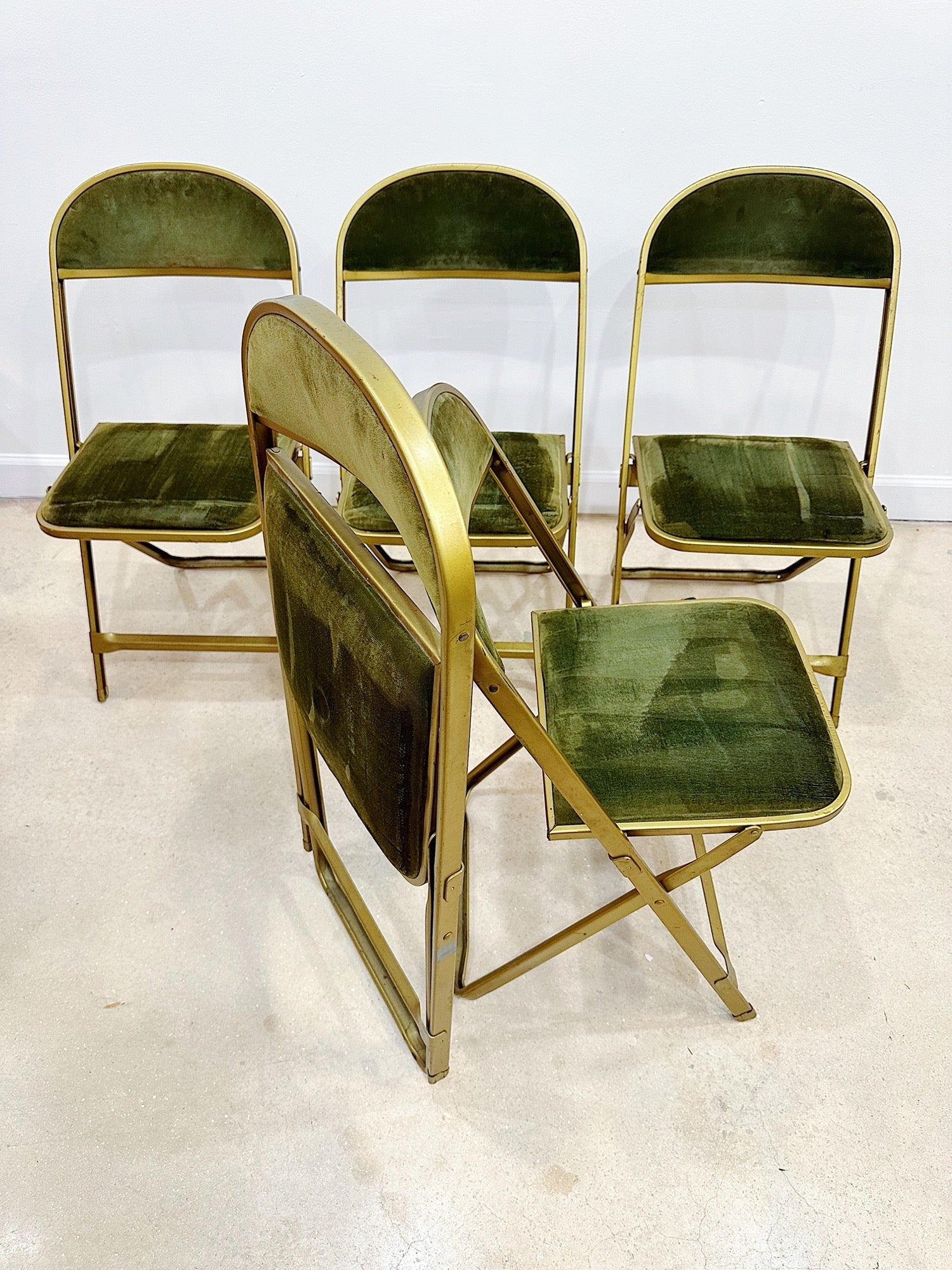 Green Velvet Folding Chairs (x5) - Rehaus