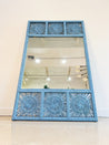 Large Blue Sunburst Rattan Mirror - Rehaus