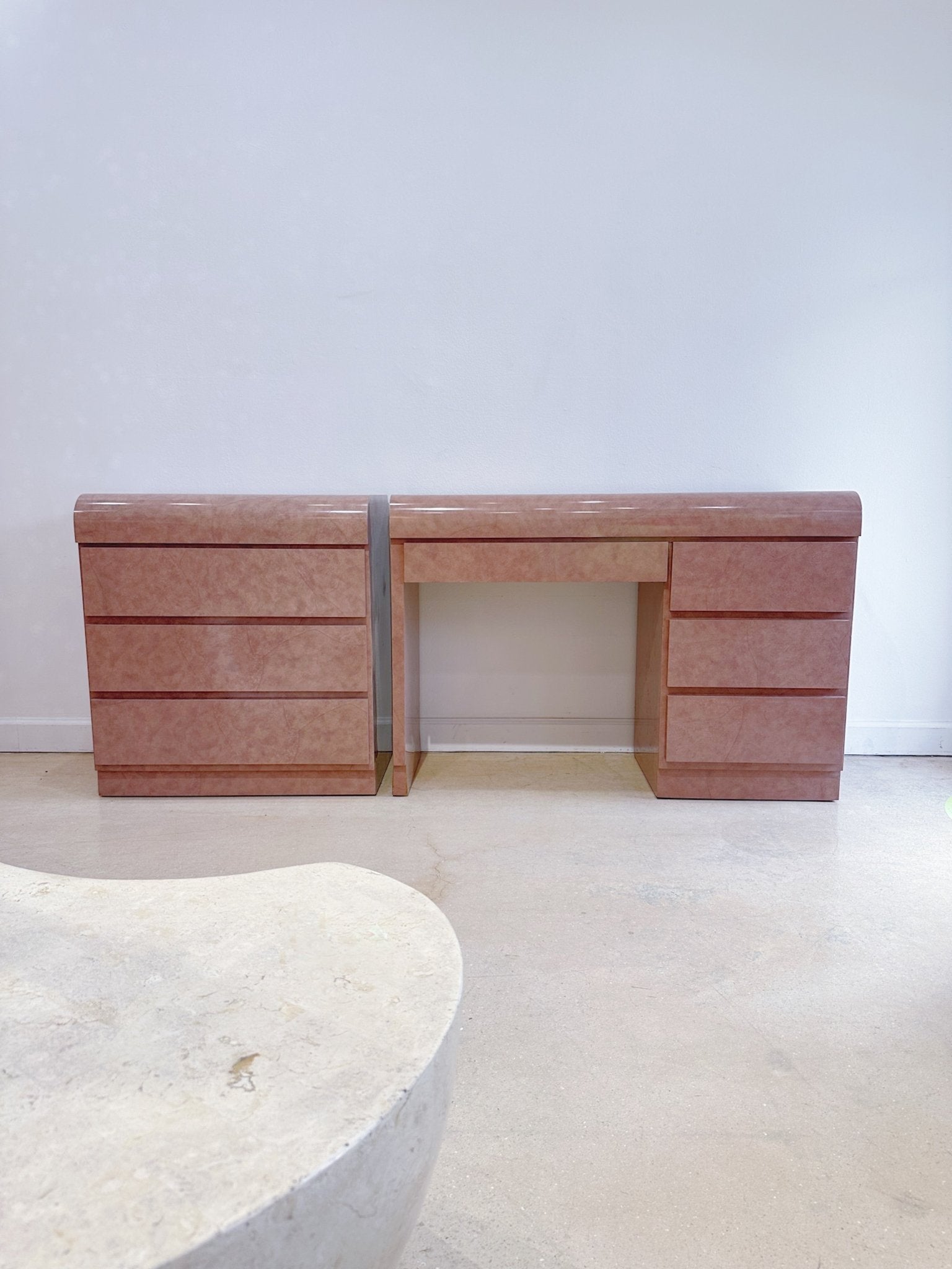 Marbled Pink Desk & Drawers - Rehaus