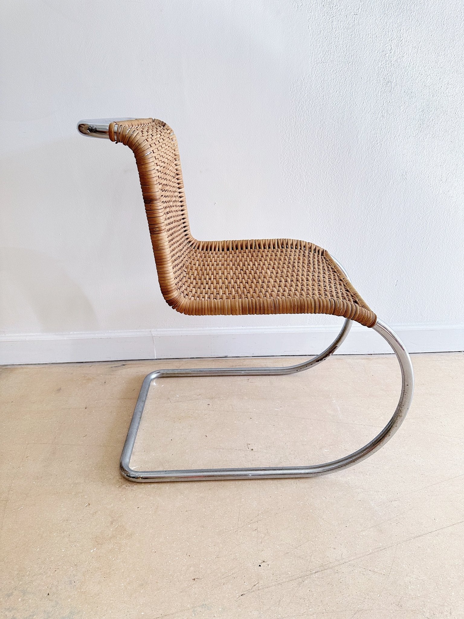 Mies Van Der Rohe Rattan & Chrome Cantilever Chair - Rehaus