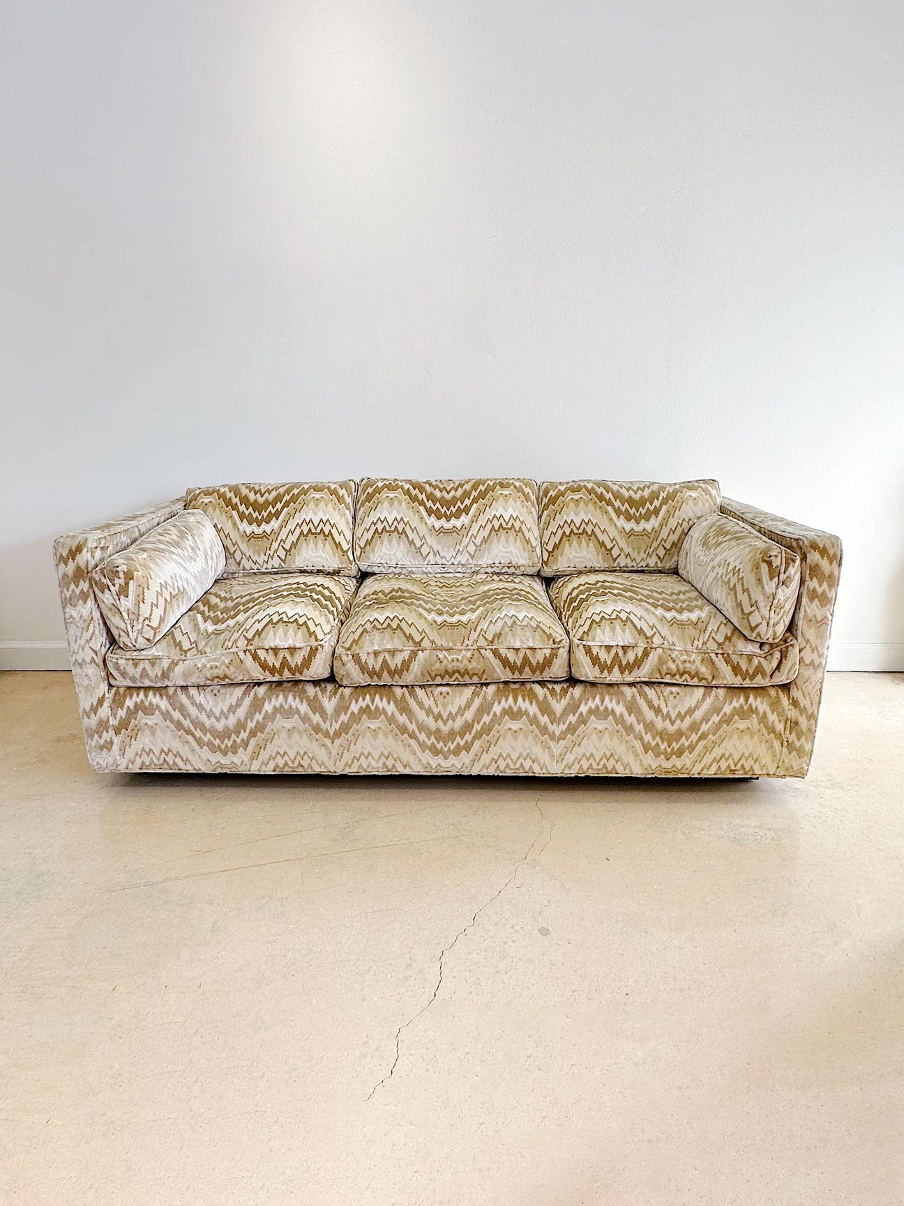 Milo Baughman Mid-Century Velvet Sofa - Rehaus