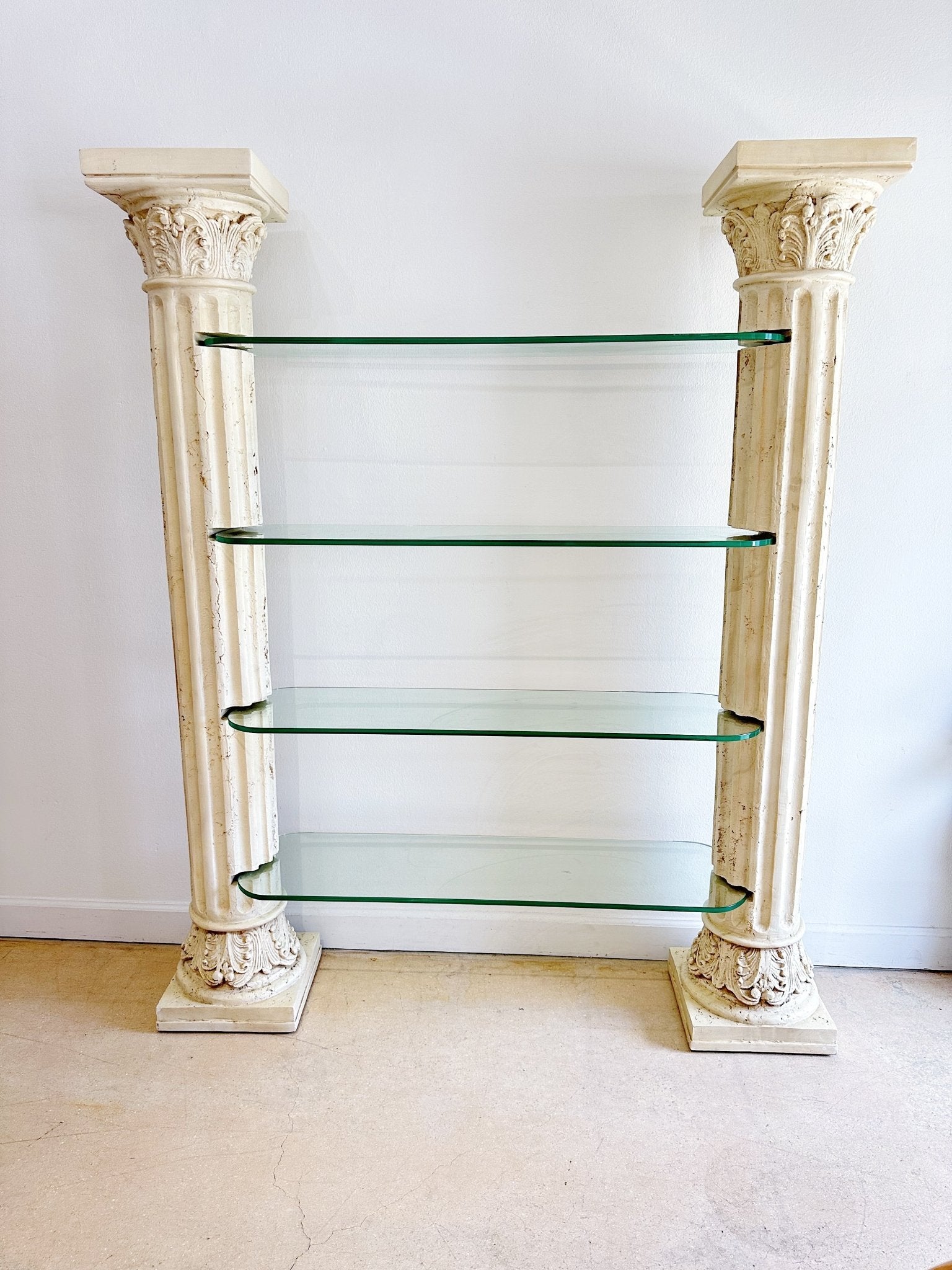 Neoclassic Plaster Column & Glass Shelf - Rehaus