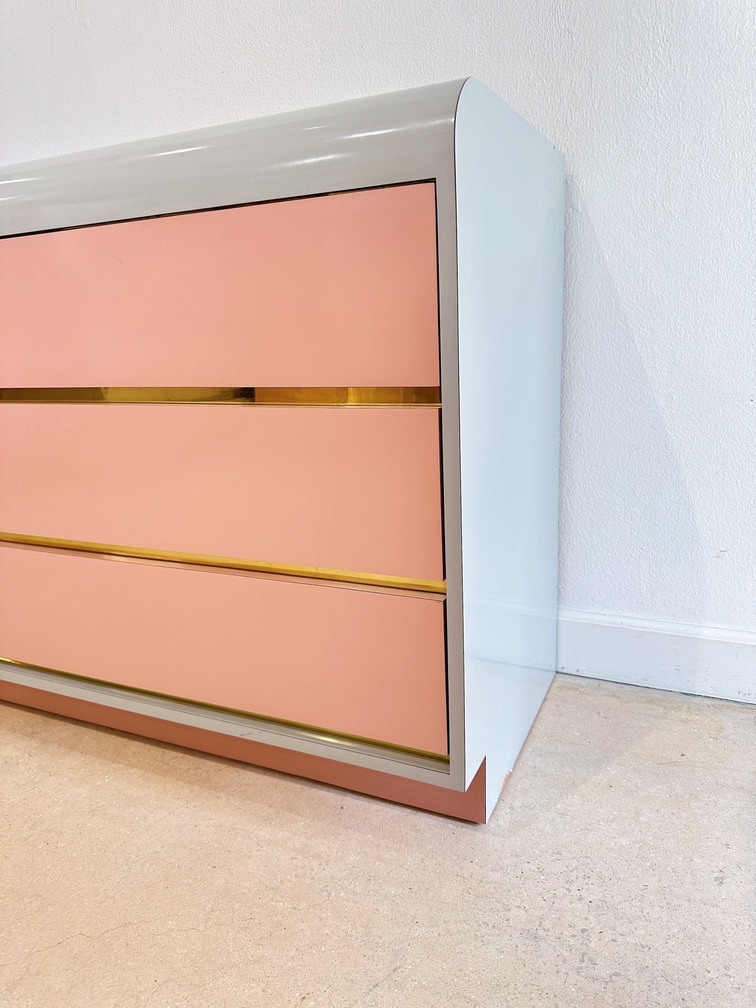 Pink + Gray Laminate Lowboy Dresser - Rehaus