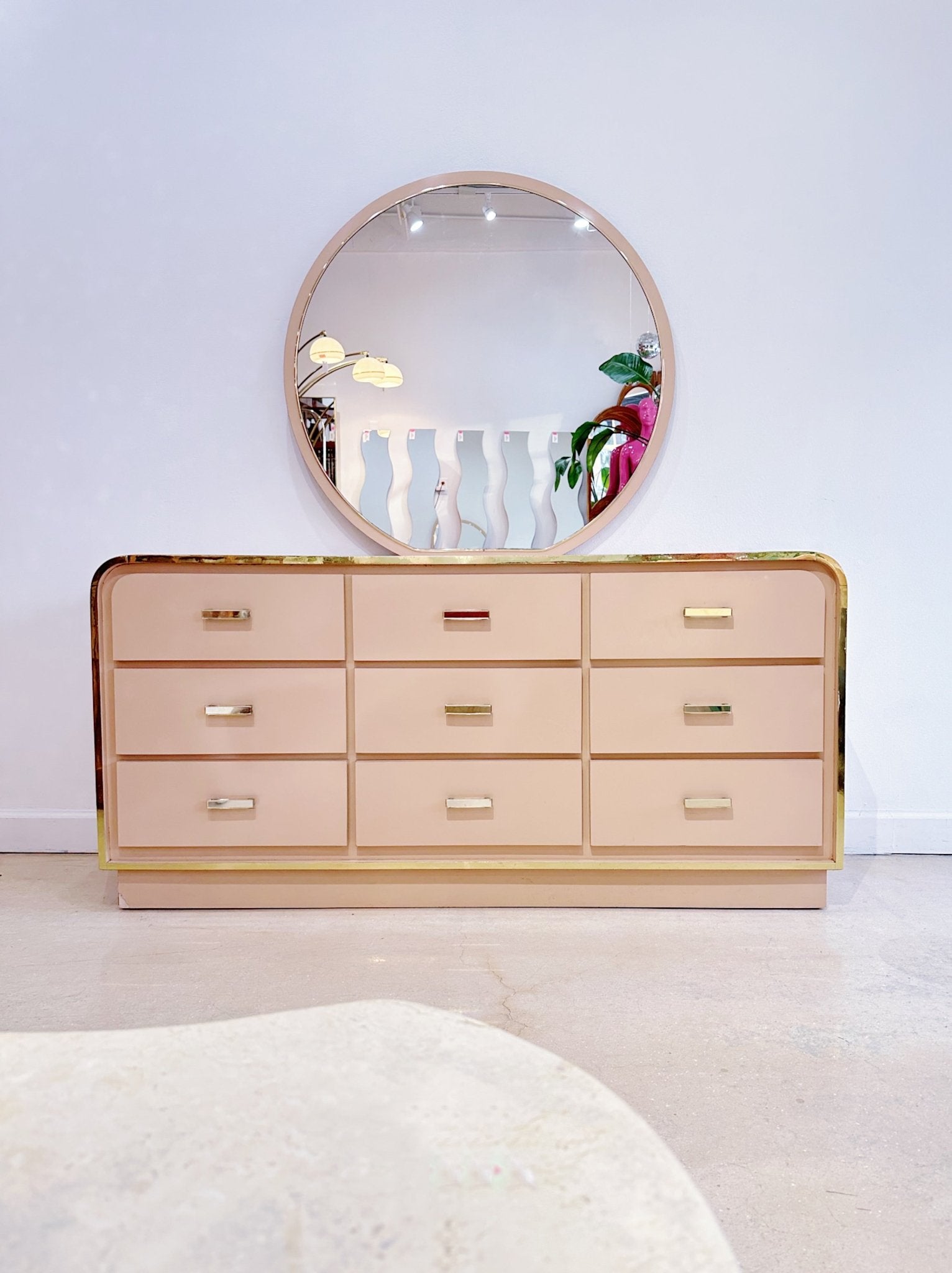 Pink Laminate Waterfall Dresser & Mirror Set – Rehaus