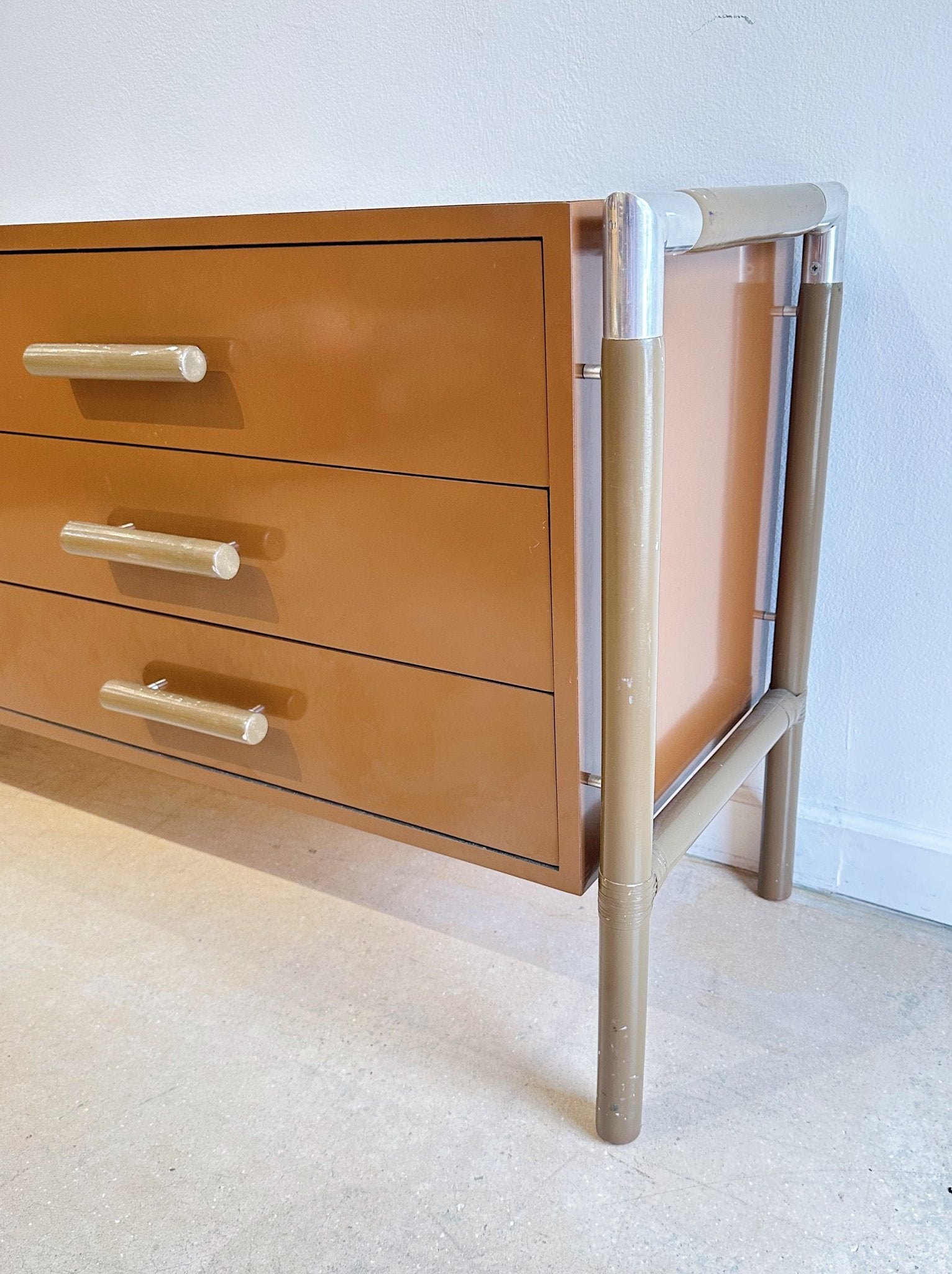 Postmodern Brown Laminate Lowboy Dresser - Rehaus