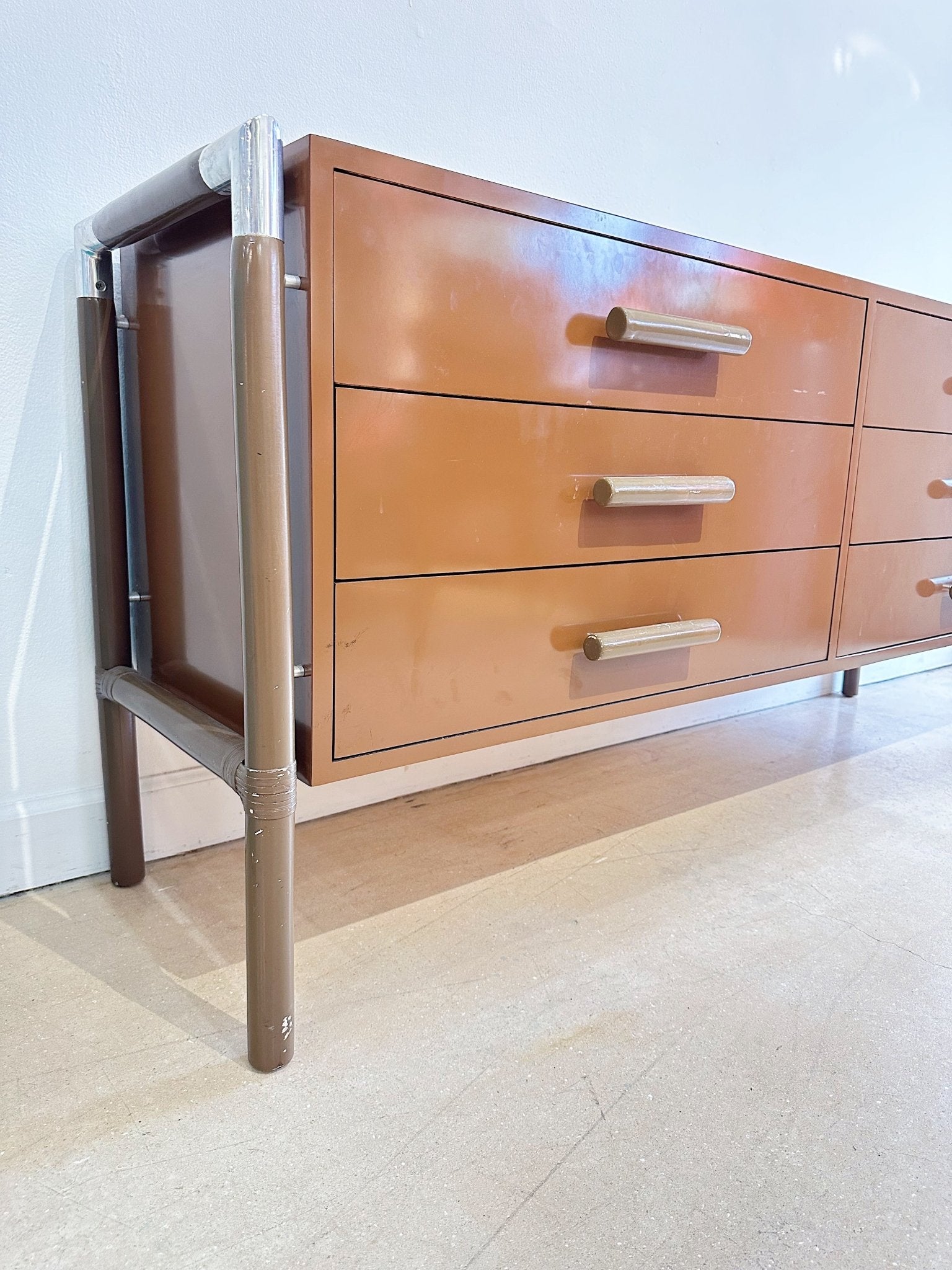 Postmodern Brown Laminate Lowboy Dresser - Rehaus
