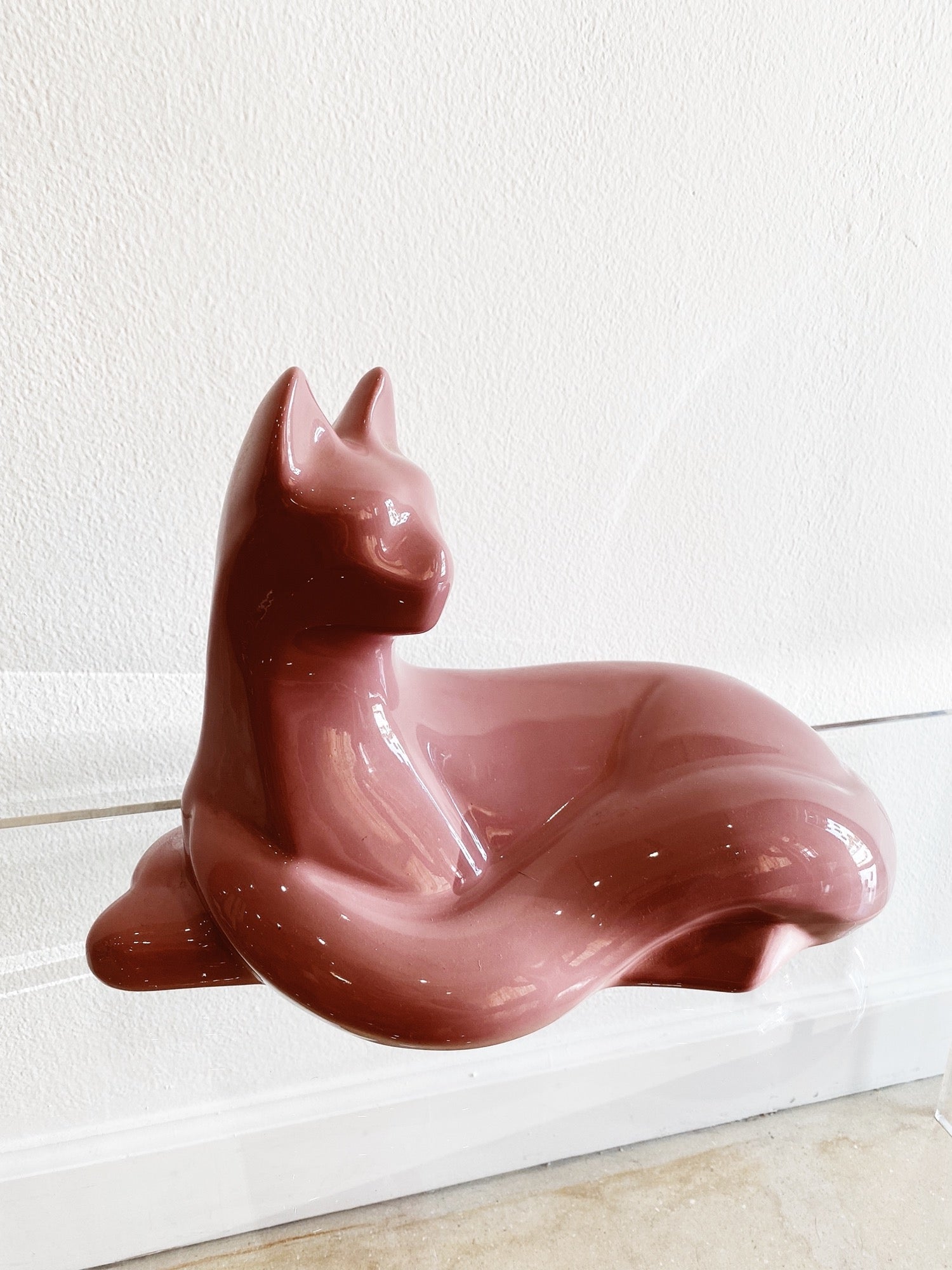 Postmodern Pink Ceramic Cat - Rehaus