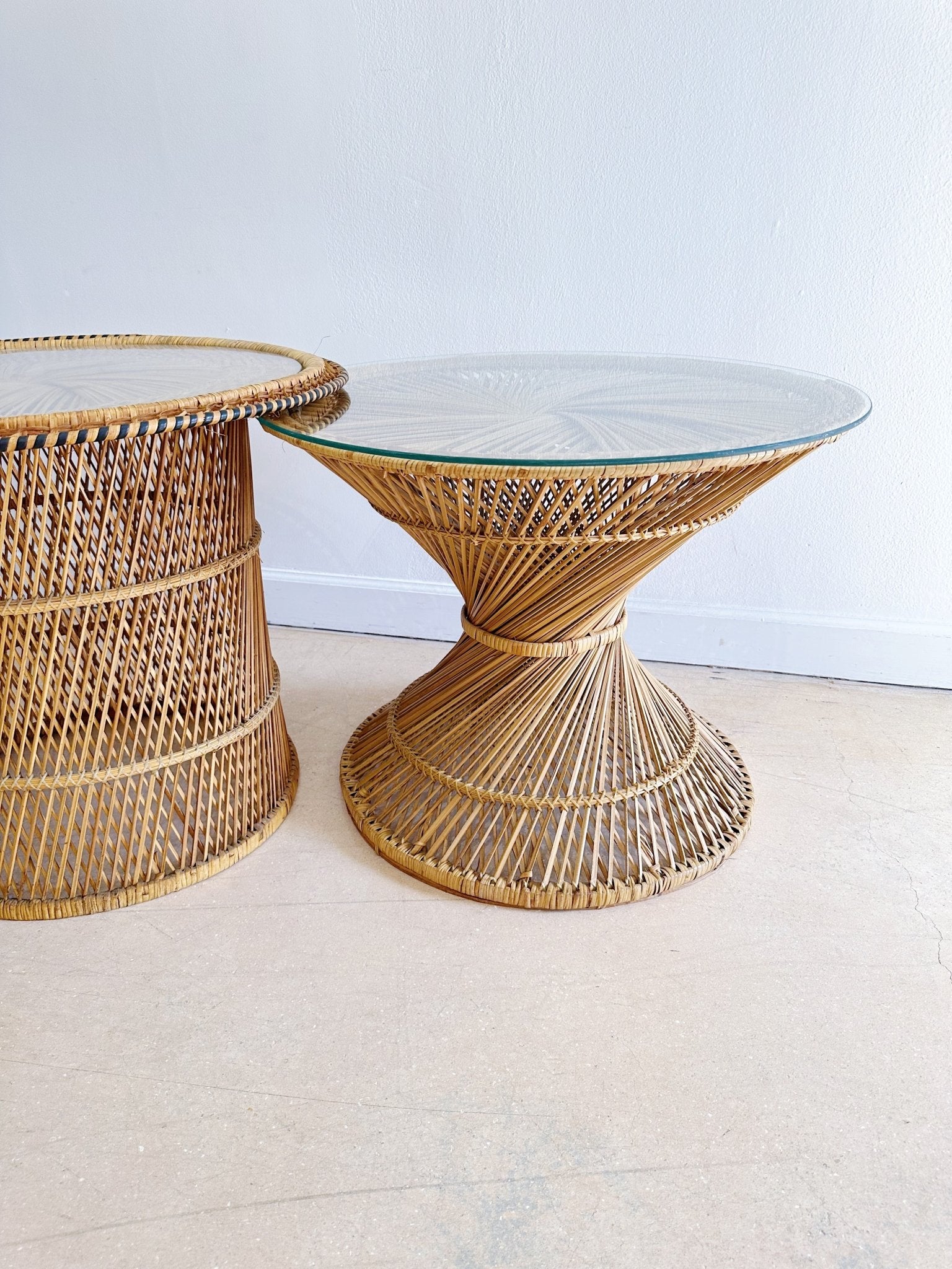 Rattan hourglass side table discount