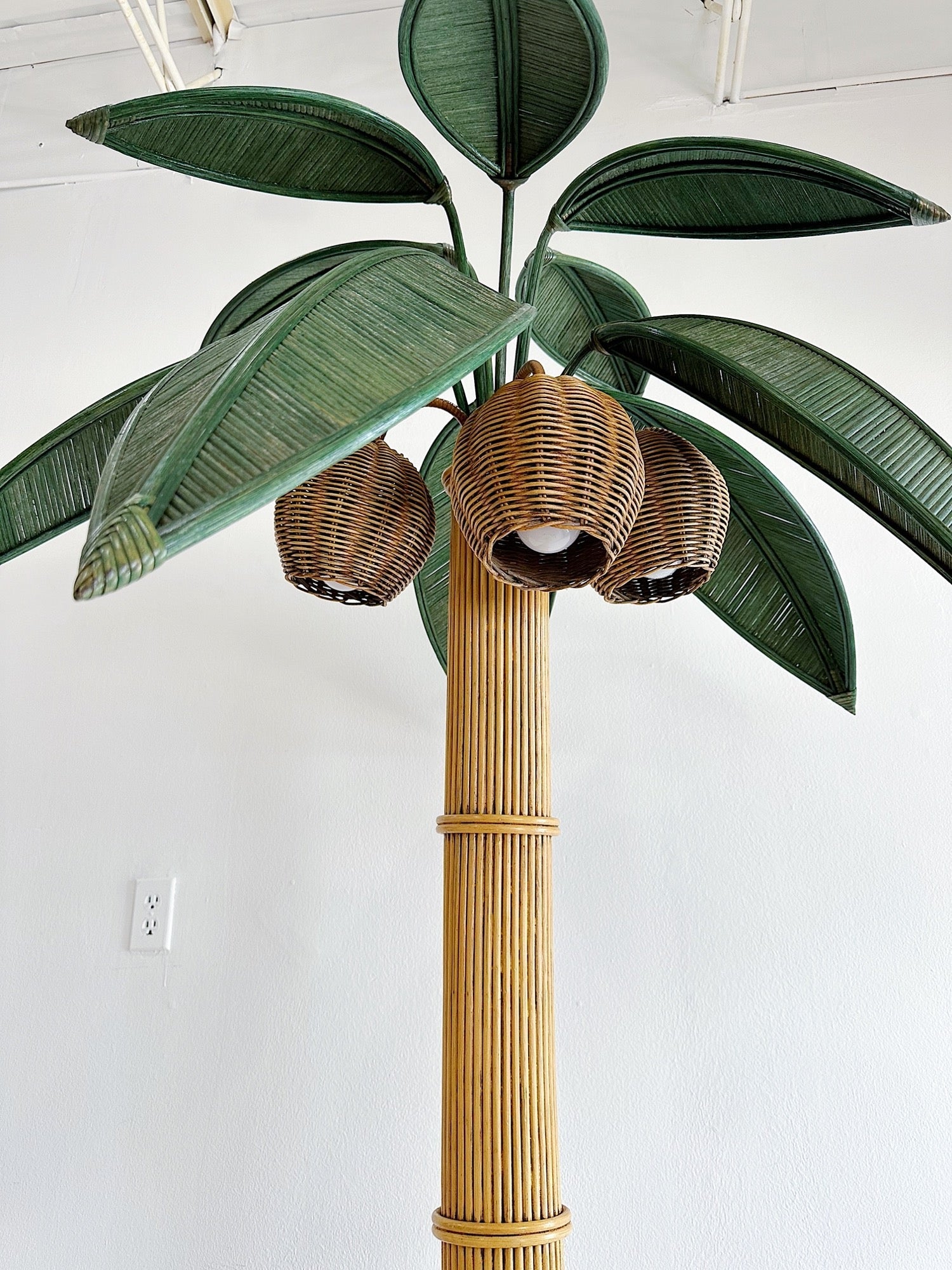 Rattan & Wicker Palm Tree Floor Lamp - Rehaus