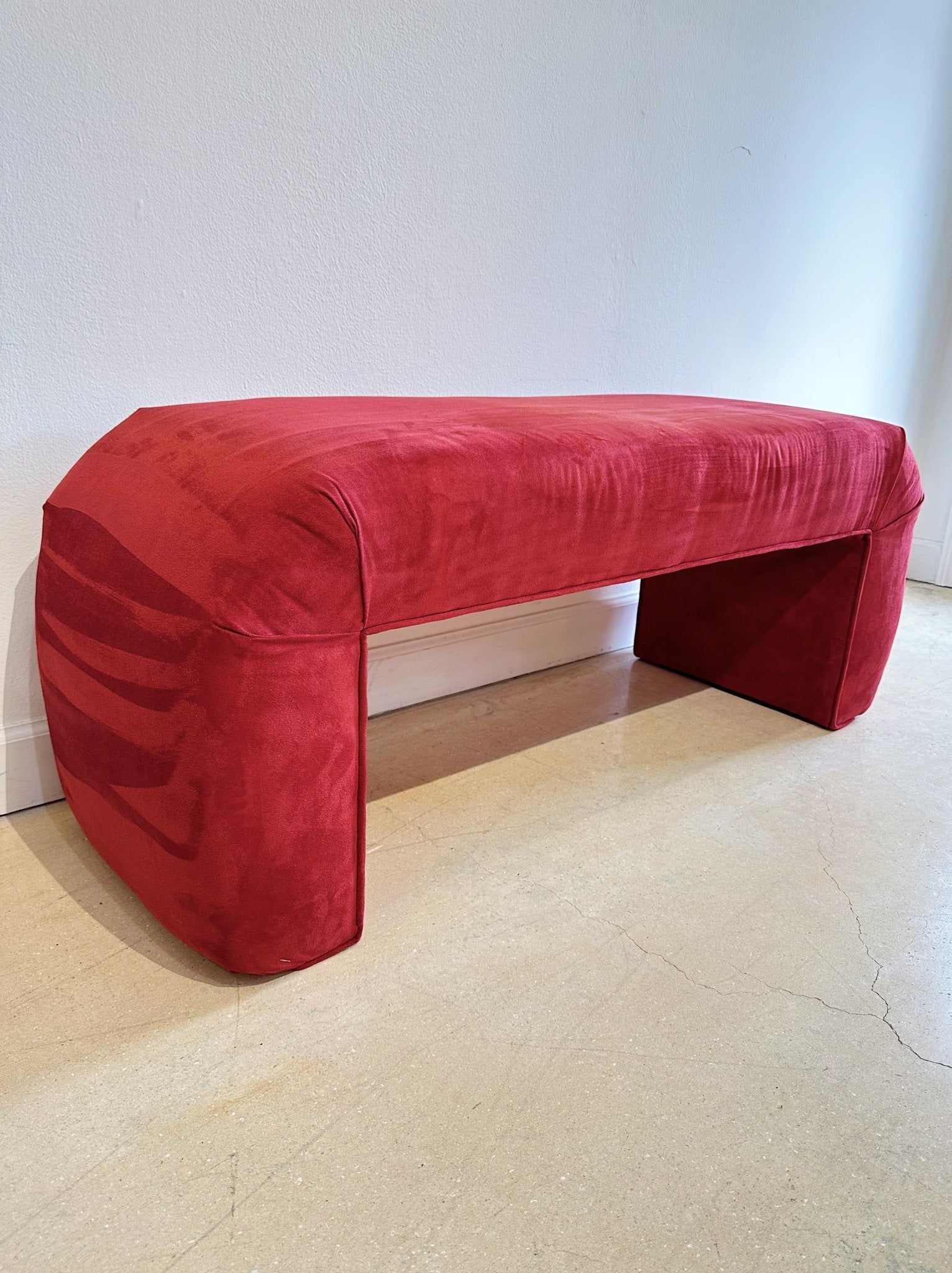 Red Suede Waterfall Bench - Rehaus