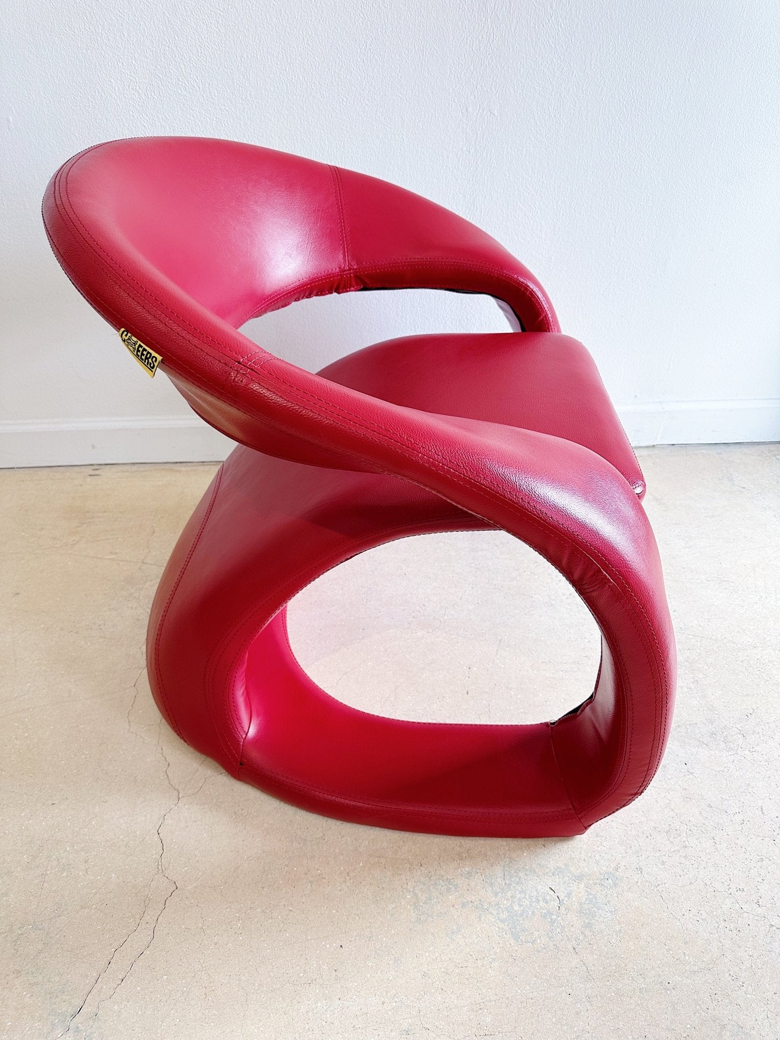 Red Vinyl Jaymar-style Tongue Chair - Rehaus
