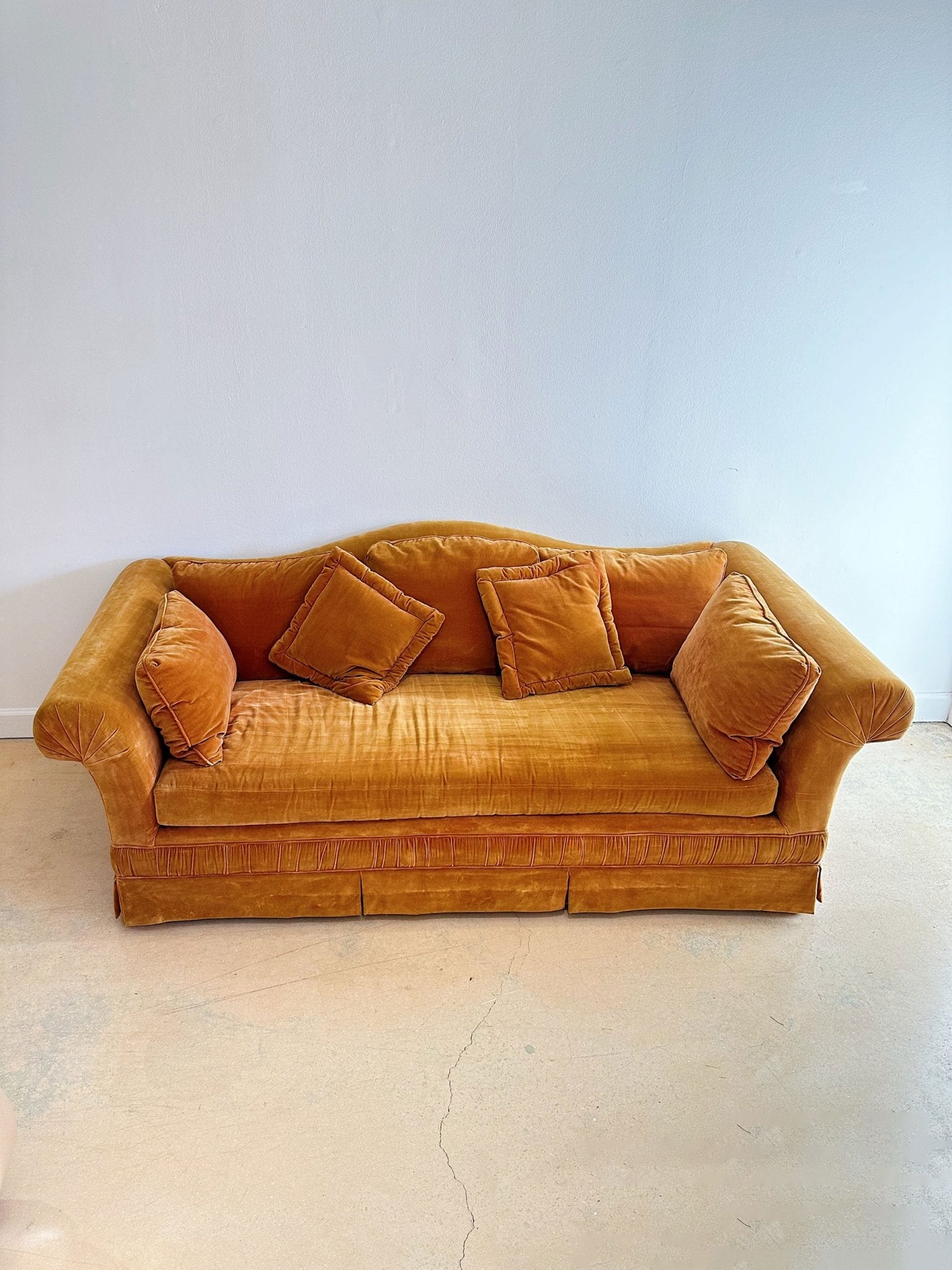 Rusty Gold Velvet Couch - Rehaus