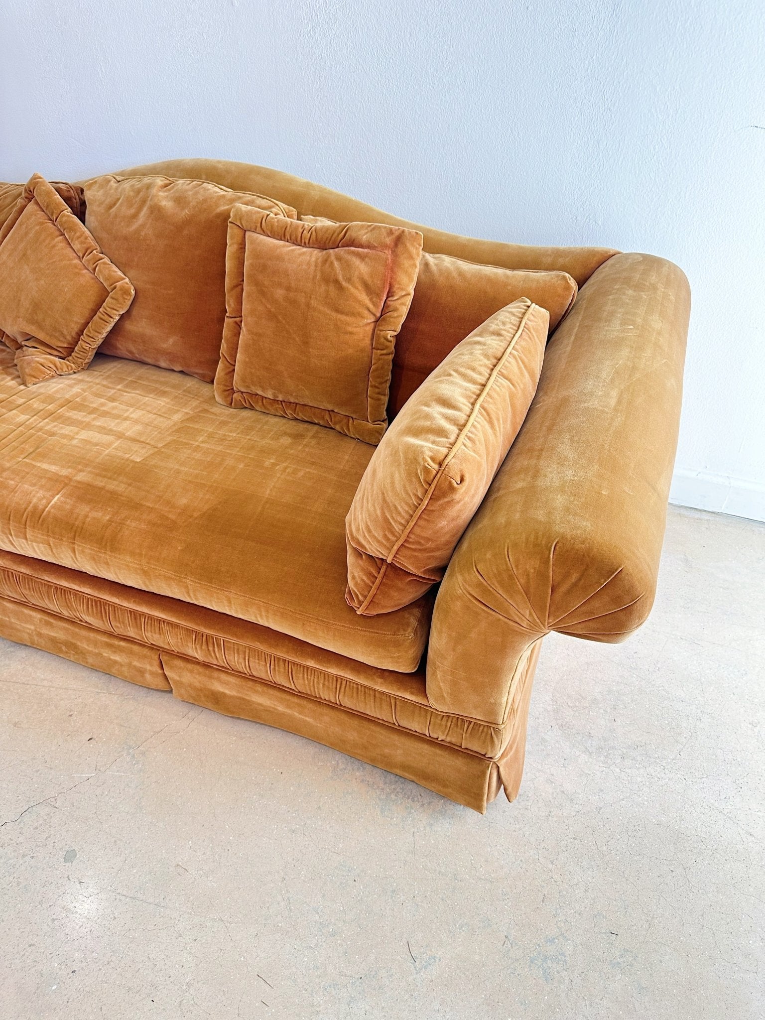 Rusty Gold Velvet Couch - Rehaus