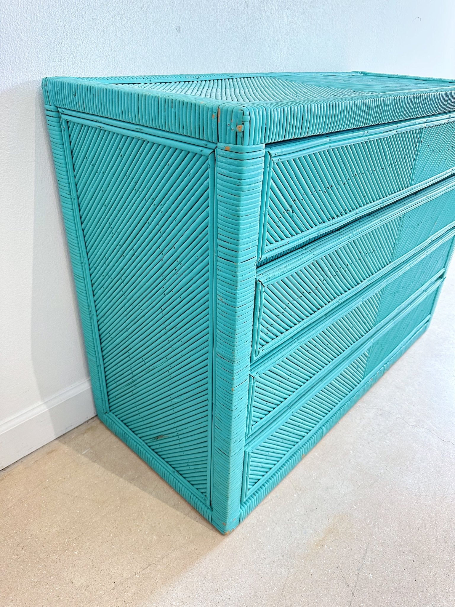 Teal Pencil Reed Chest of Drawers - Rehaus