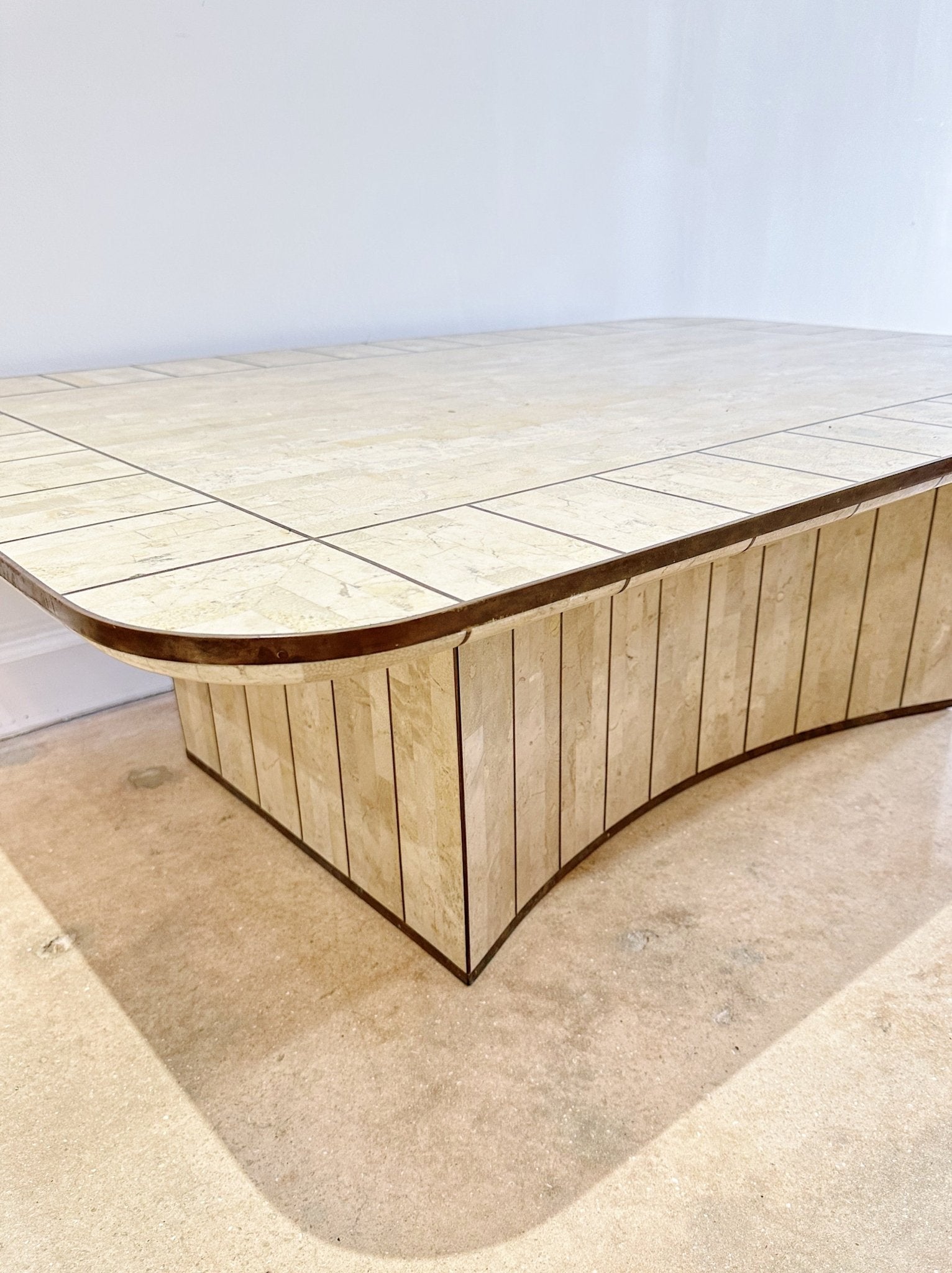 Tesselated Stone & Brass Coffee Table - Rehaus