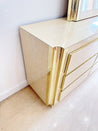 White Burl Laminate & Gold Framed Dresser & Mirror - Rehaus