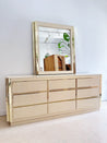 White Burl Laminate & Gold Framed Dresser & Mirror - Rehaus
