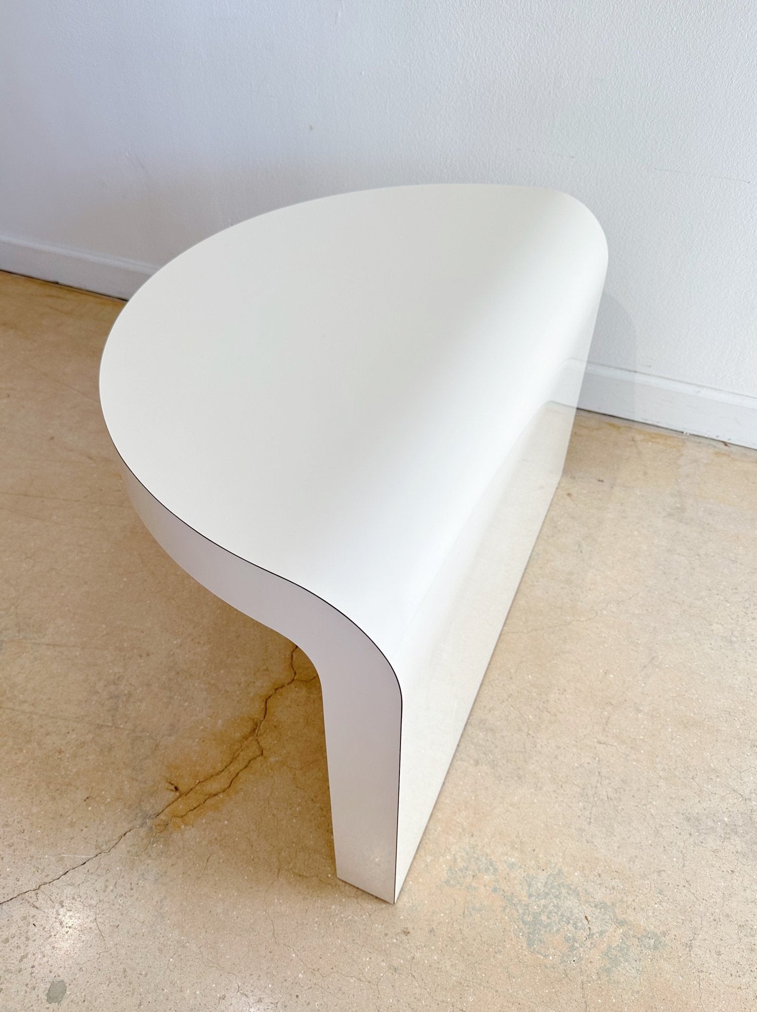 White Laminate & Acrylic Waterfall Side Table - Rehaus