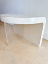 White Laminate & Acrylic Waterfall Side Table - Rehaus