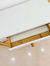 White Laminate & Rattan Desk - Rehaus