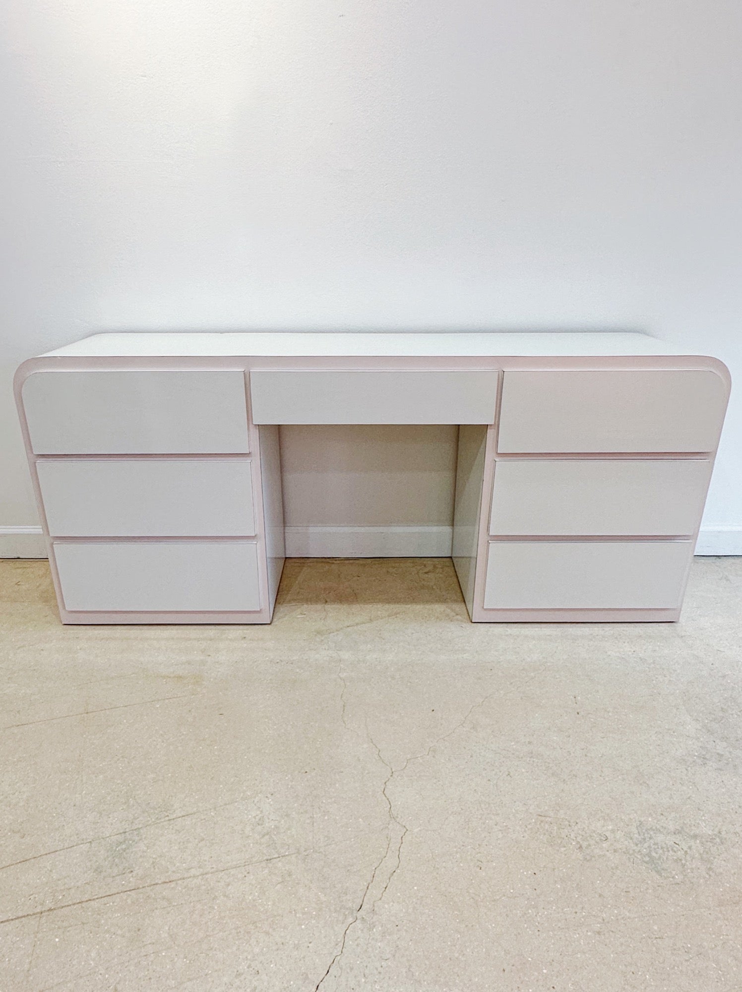 White + Pink Laminate Vanity Desk - Rehaus