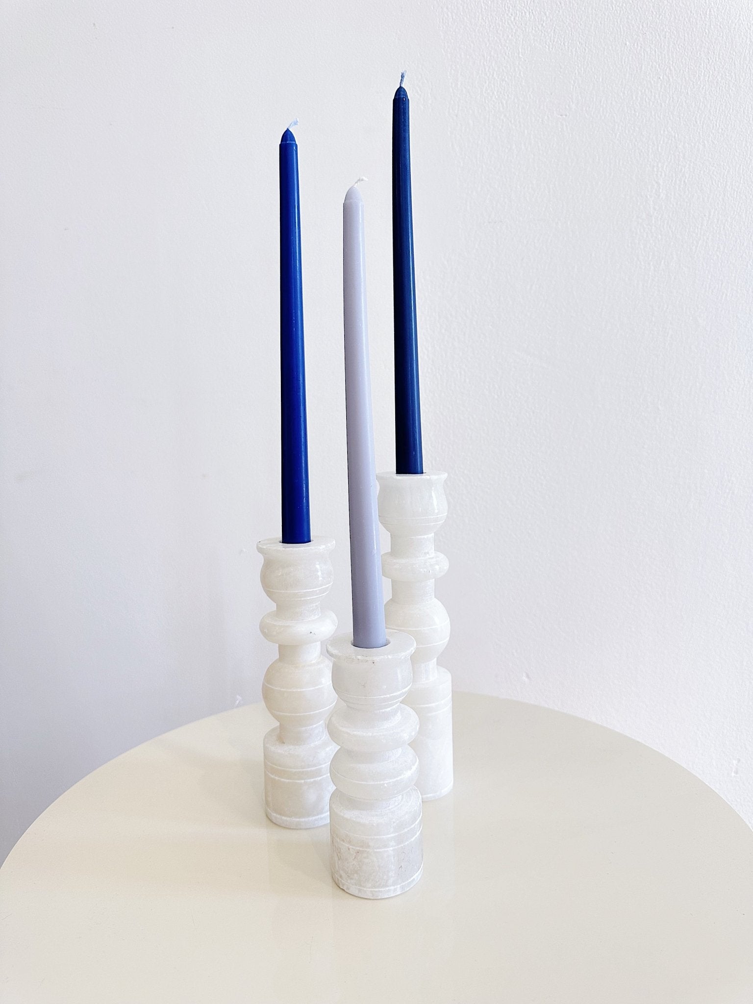 White Stone Candlesticks (x3) - Rehaus